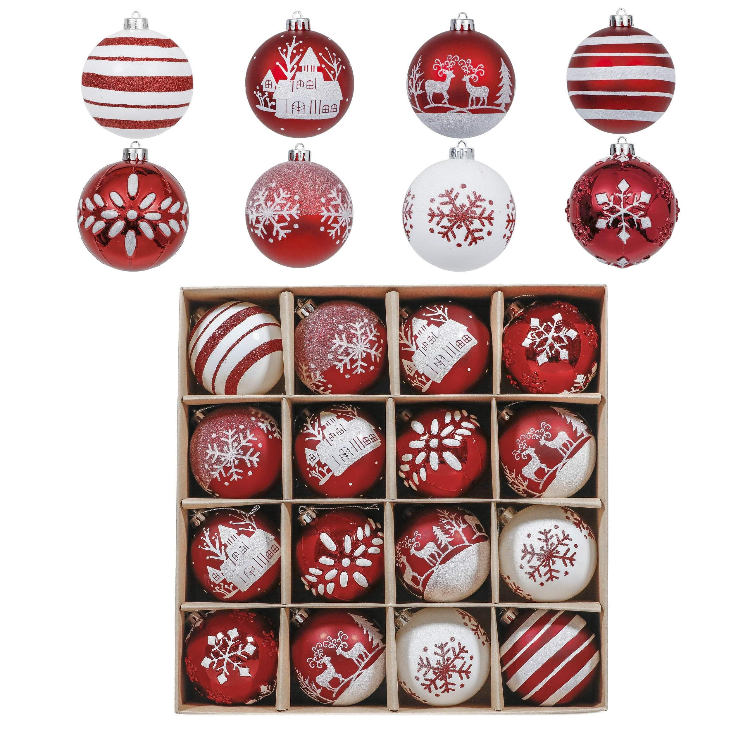 Décorations de sapin traditionnelles rouge et blanc pour vos soirées de fête