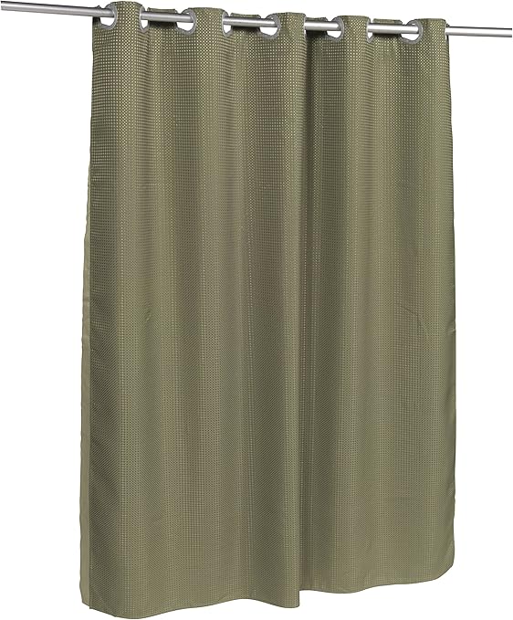 Carnation Home Fashions SCPRE-WAF/42 Pre Hooked Waffle Weave Fabric Shower Curtain, Sage