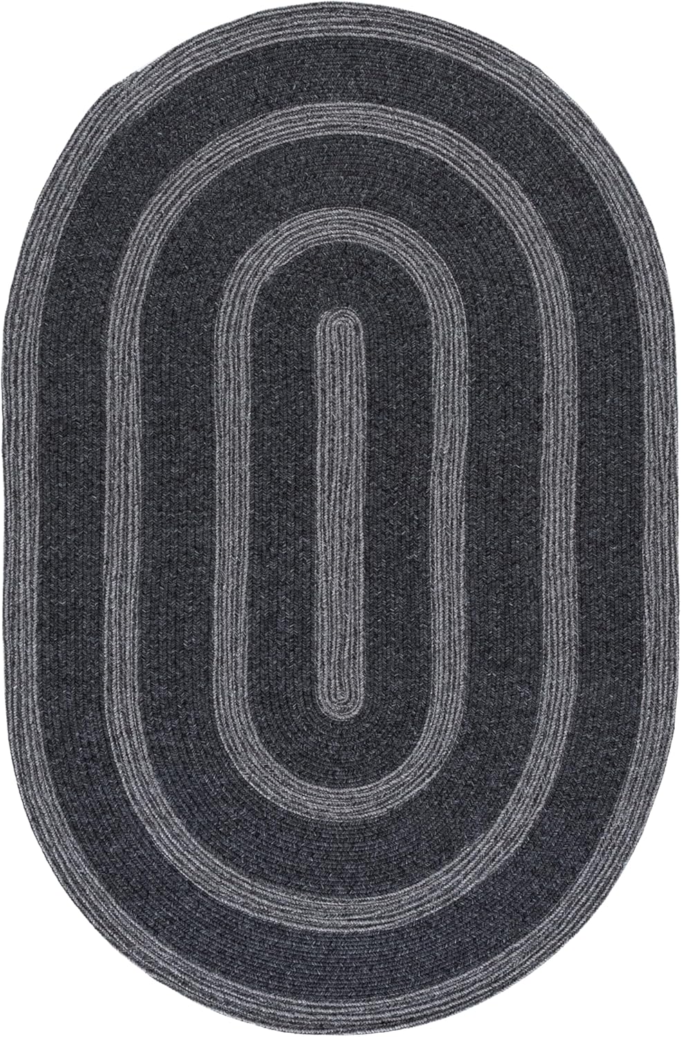 SAFAVIEH Washable Rug Outdoor Braided Collection - 4' x 6' Oval, Grey, Handmade & Reversible, Non-Shedding & Easy to Clean, Ideal for Patio, Backyard, Mudroom (BRA265F)