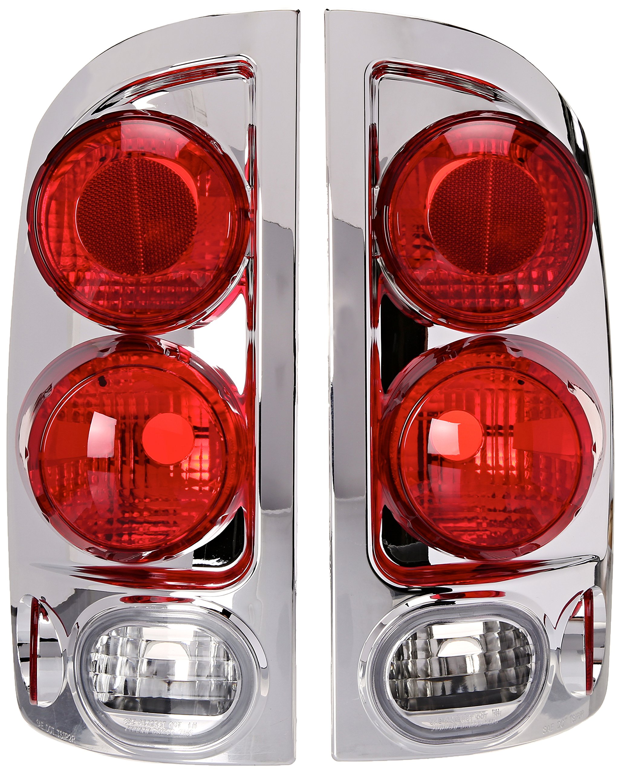 Spec-D Tuning Chrome Housing Clear Lens Tail Lights Compatible with 2002-2006 Dodge Ram 1500/2500/3500, Left + Right Pair Assembly
