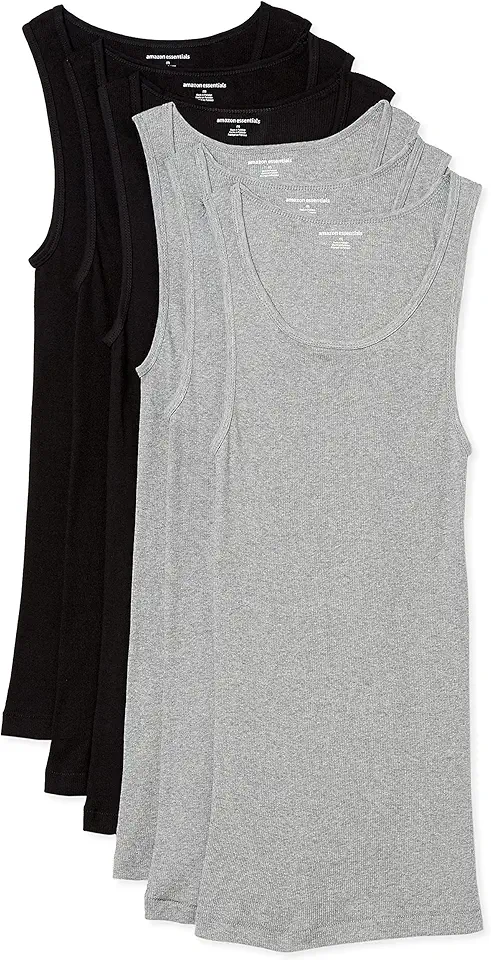 Amazon Essentials Men's Lightweight Tank Undershirts, Pack of 6 OEKO-TEX STANDARD 100