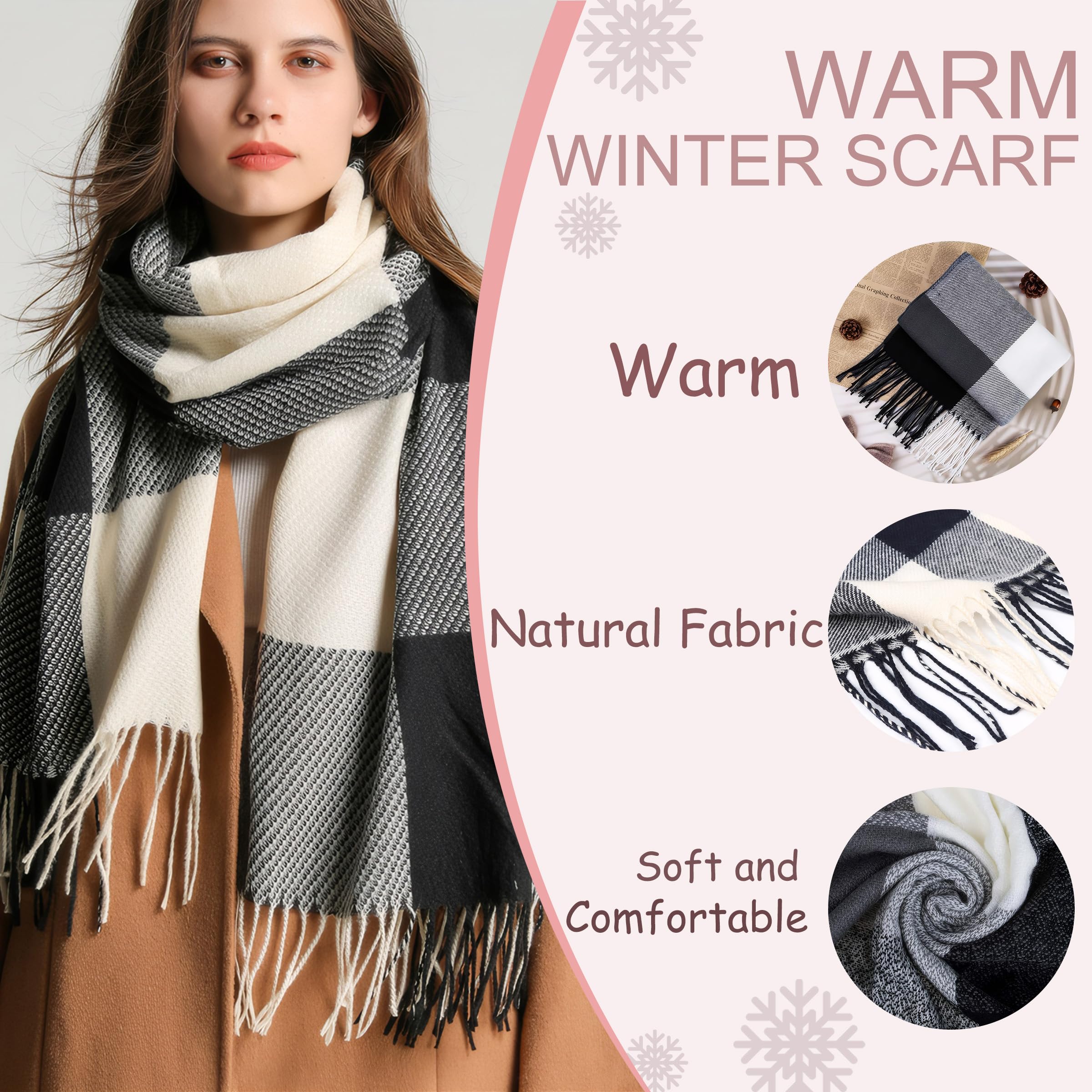 PCIQUTE Tartan Plaid Scarves for Women Winter,Long Scarves for Women with Fringe,Super Soft Scarf for Women Winter