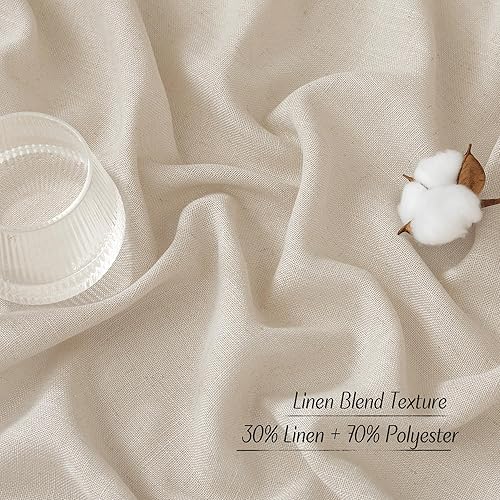 Miniatura 5 de NICETOWN Cortinas opacas de lino beige crema para dormitorio de 84 pulgadas de largo, con pestaña trasera, bolsillo para barra, cortinas de sala de