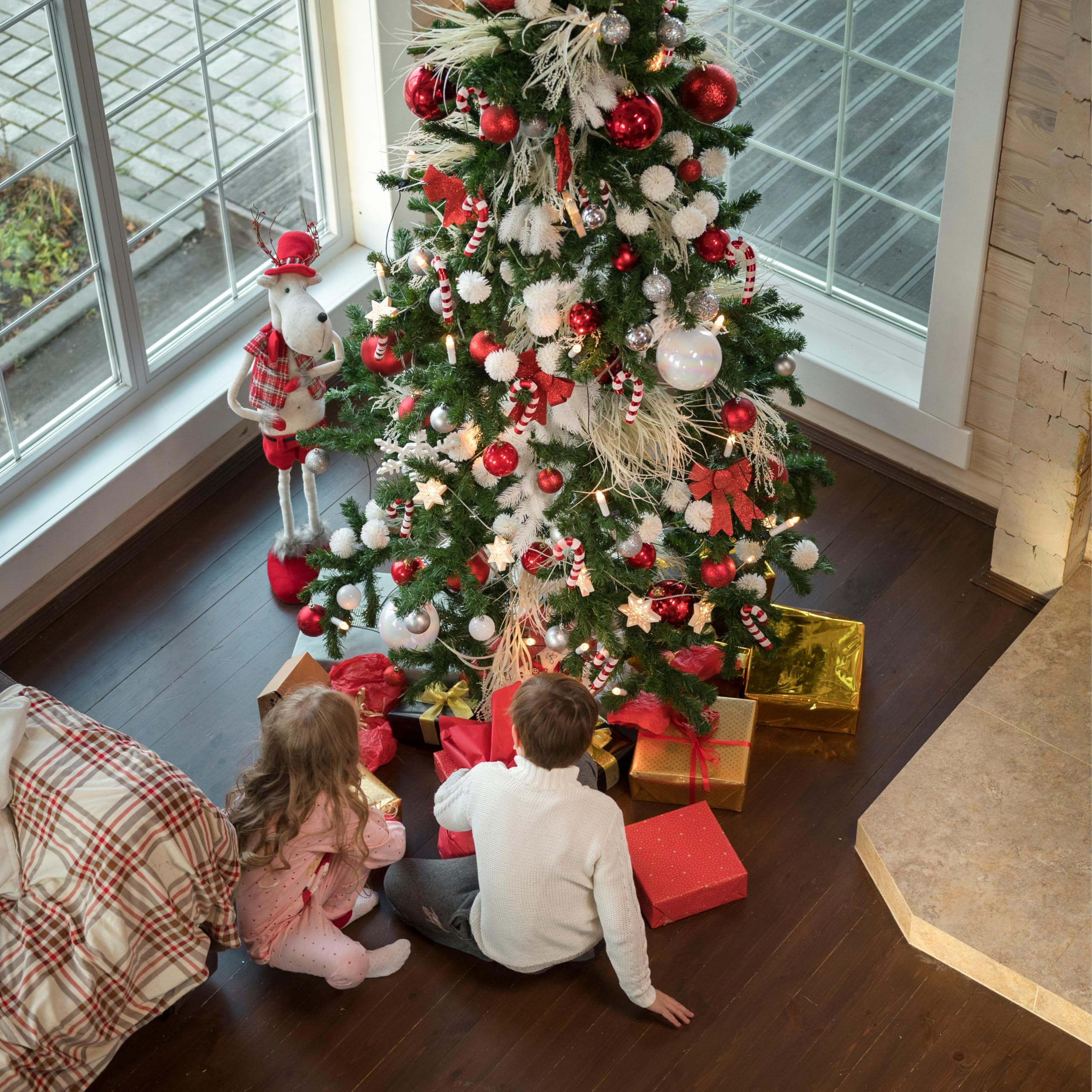 100Pcs Bolas de Navidad, Juego de Adornos para Colgar Decorativos para Decoración Navideña de Arboles de Navidad, Rojo