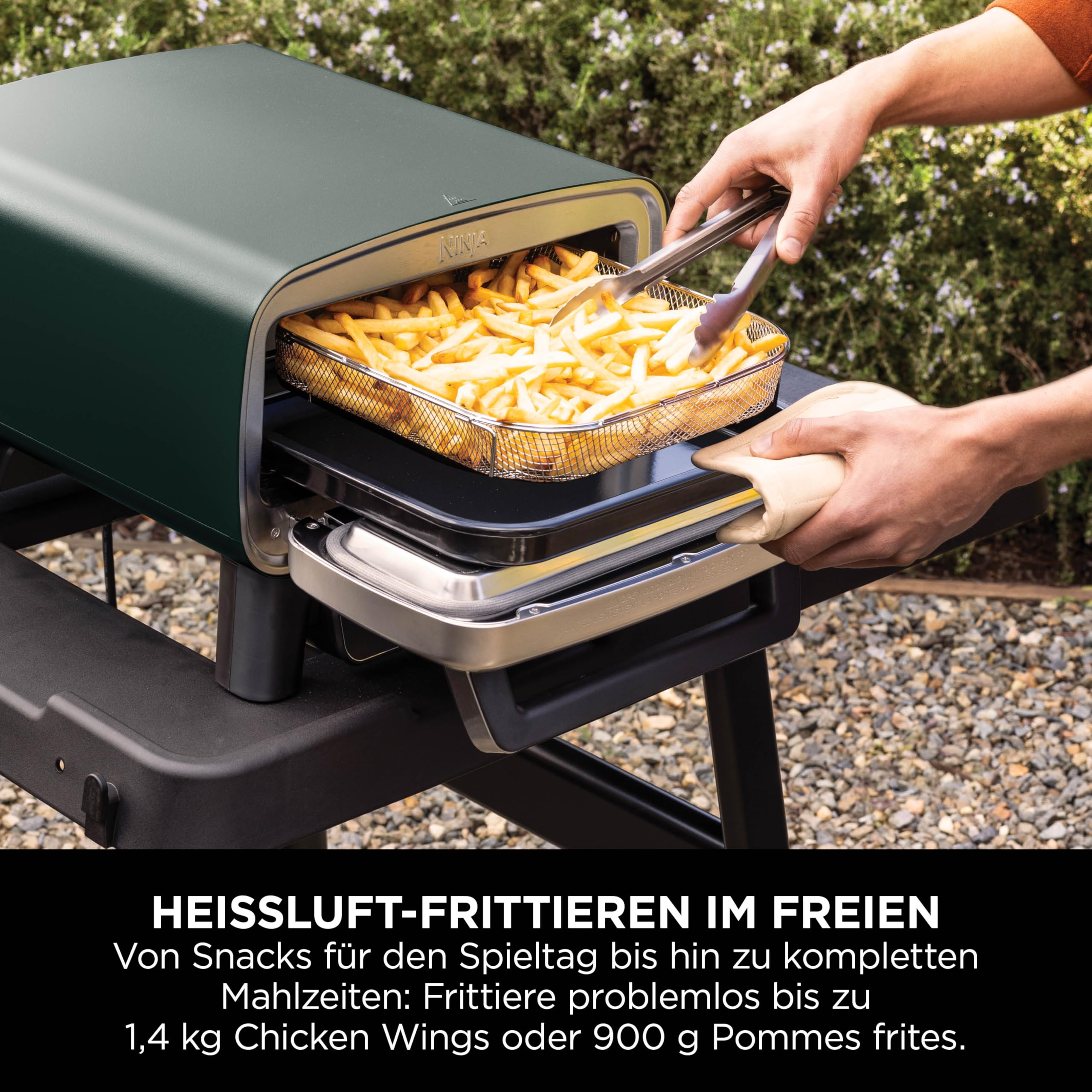 Ninja Artisan Outdoor-Pizzaofen Heißluftfritteuse 4 Funktionen 30-cm-Pizzastein Grün MO201AMZEU
