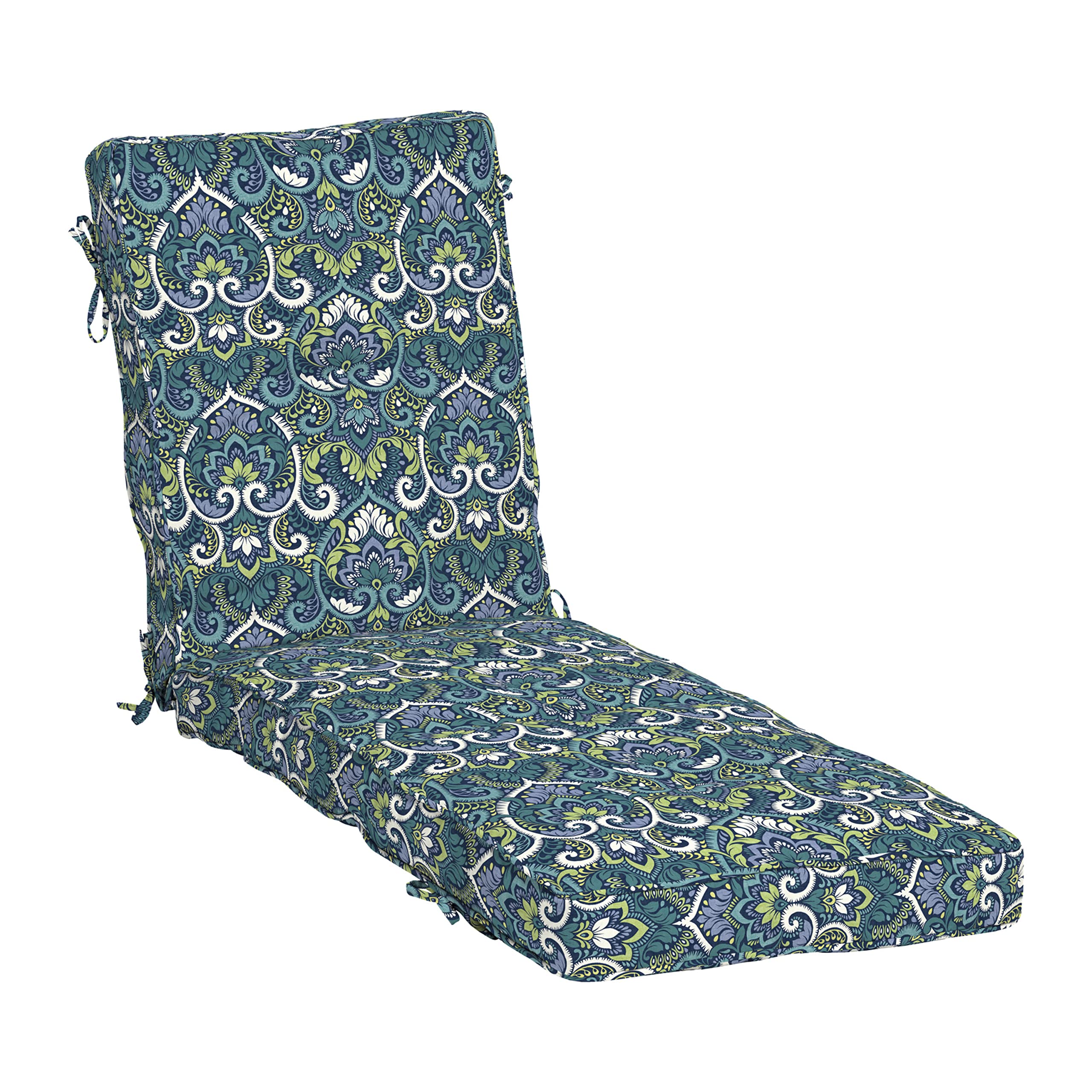 Arden Selections PolyFill Outdoor Chaise Lounge Cushion 76 x 22, Sapphire Aurora Blue Damask