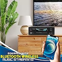Vista 6 de Pyle Receptor de karaoke de cine en casa Bluetooth de 1000 W - Amplificador estéreo de 5.2 Ch 2 micrófonos inalámbricos UHF soportes de paso