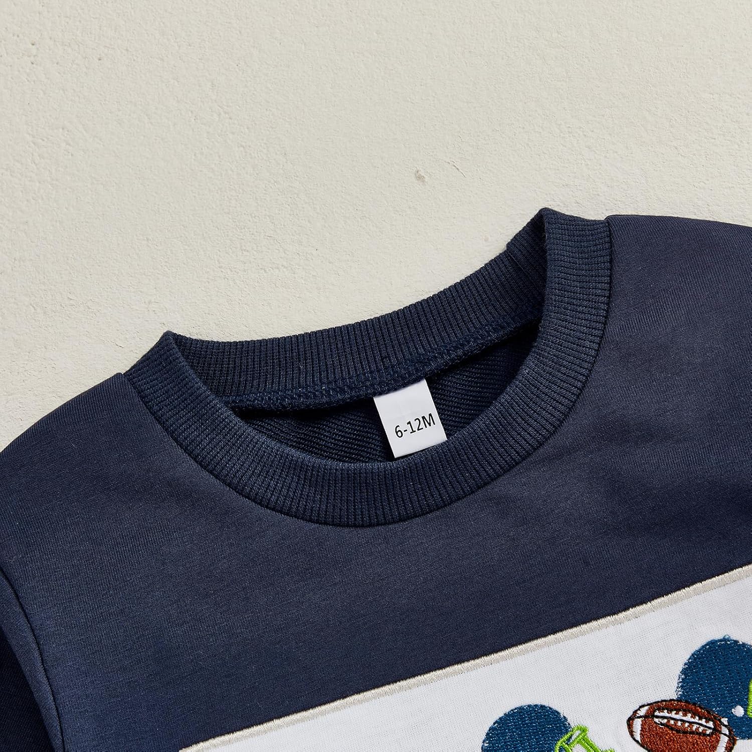 Toddler Baby Boy Football Smocked Outfit Long Sleeve Embroidery Crewneck Sweatshirt Gingham Pants Two Piece Clothes - Image 4