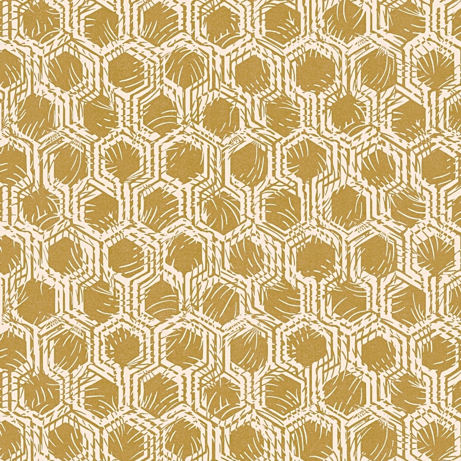 Papier peint graphique Profhome mat or beige pour un salon contemporain