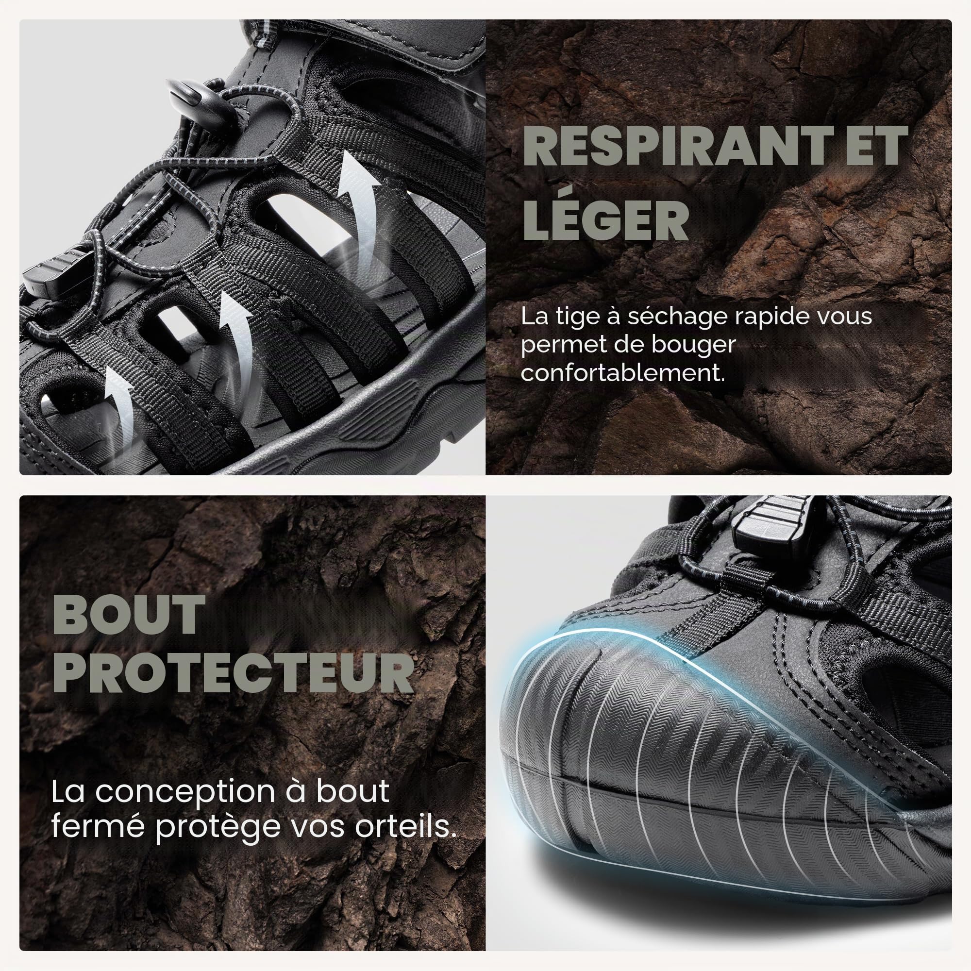 NORTIV 8 Sandale de Sport pour Hommes Respirante et Légère Sandales Athlétiques d'été Antidérapante et Confortable SNAS222M