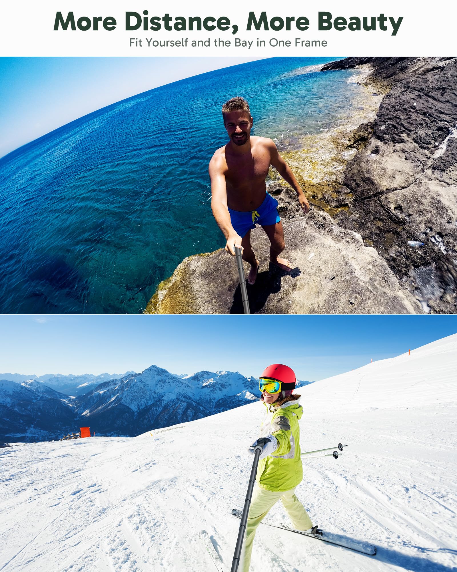 AKASO Perche à Selfie Extensible Jusqu'à 160 CM Compatible avec AKASO EK7000/EK7000 Pro/Brave 4 Pro/Brave 7 Le/Brave 7/Brave 8/V50X/V50 Pro/V50 Elite & Autres Marques