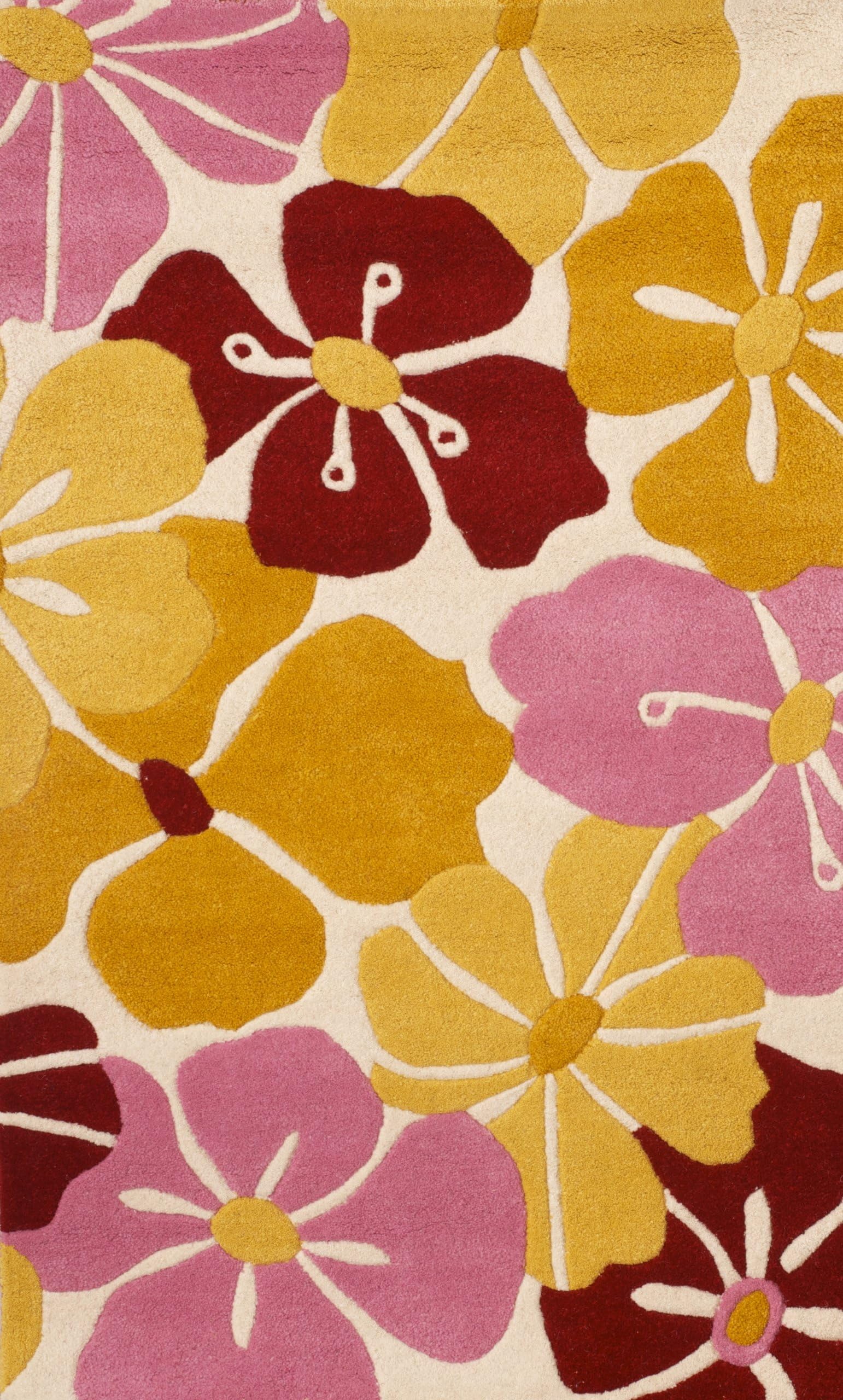 SI Area Rugs Sams Kids Area Rug, 3 by 5-Feet, Gold/Pink/Red