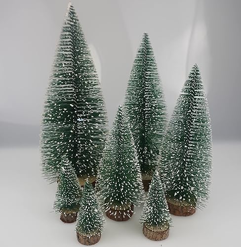 Paquete de 7 pinceles para botellas árboles de sisal mini decoraciones de Navidad con 5 tamaños árboles de Navidad esmerilados en miniatura para