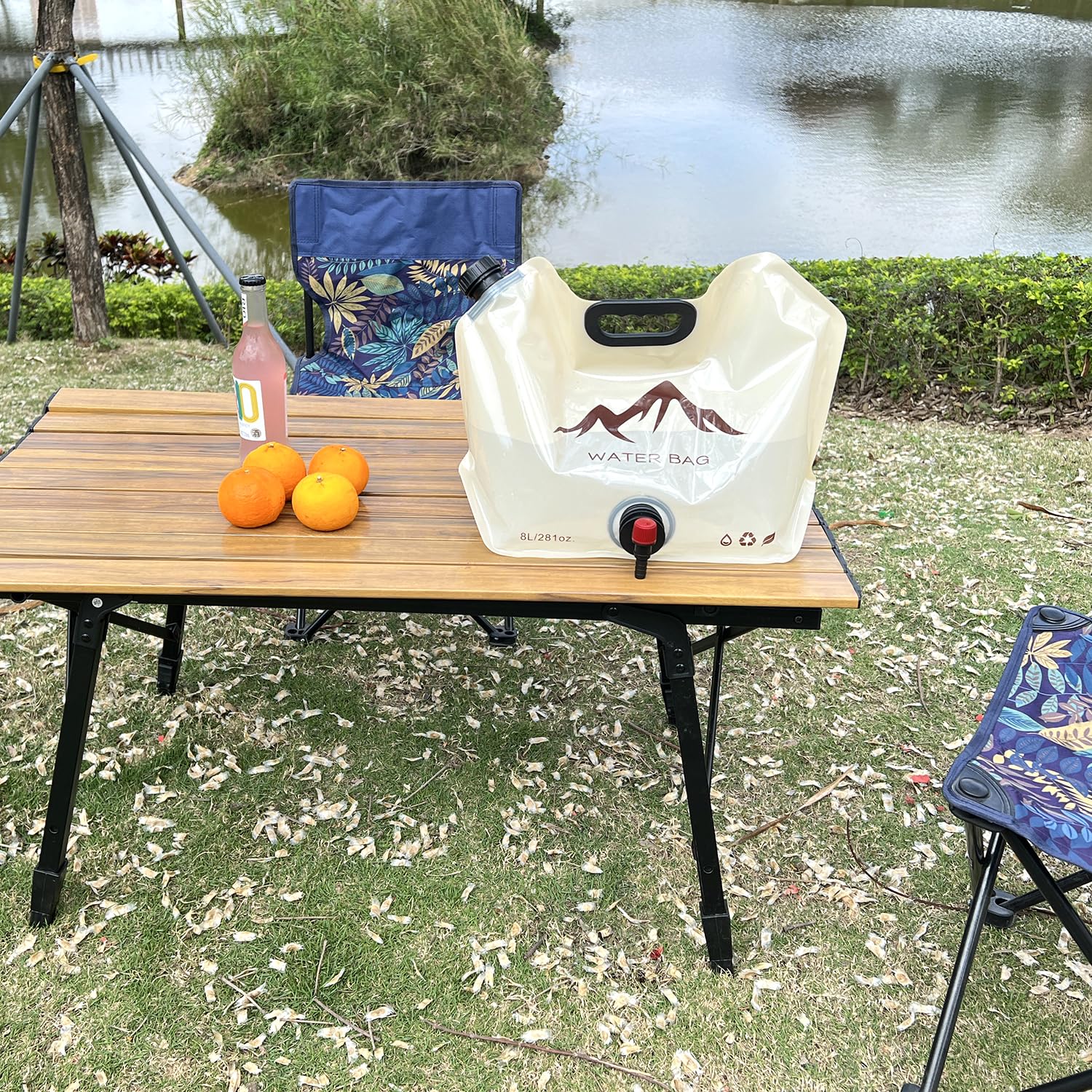 NiuXTool Portable Foldable Water Bag with Spigot, BPA-Free & Durable 8L Large Capacity Water Container for Camping, Hiking, Outdoor Adventures (Khaki)