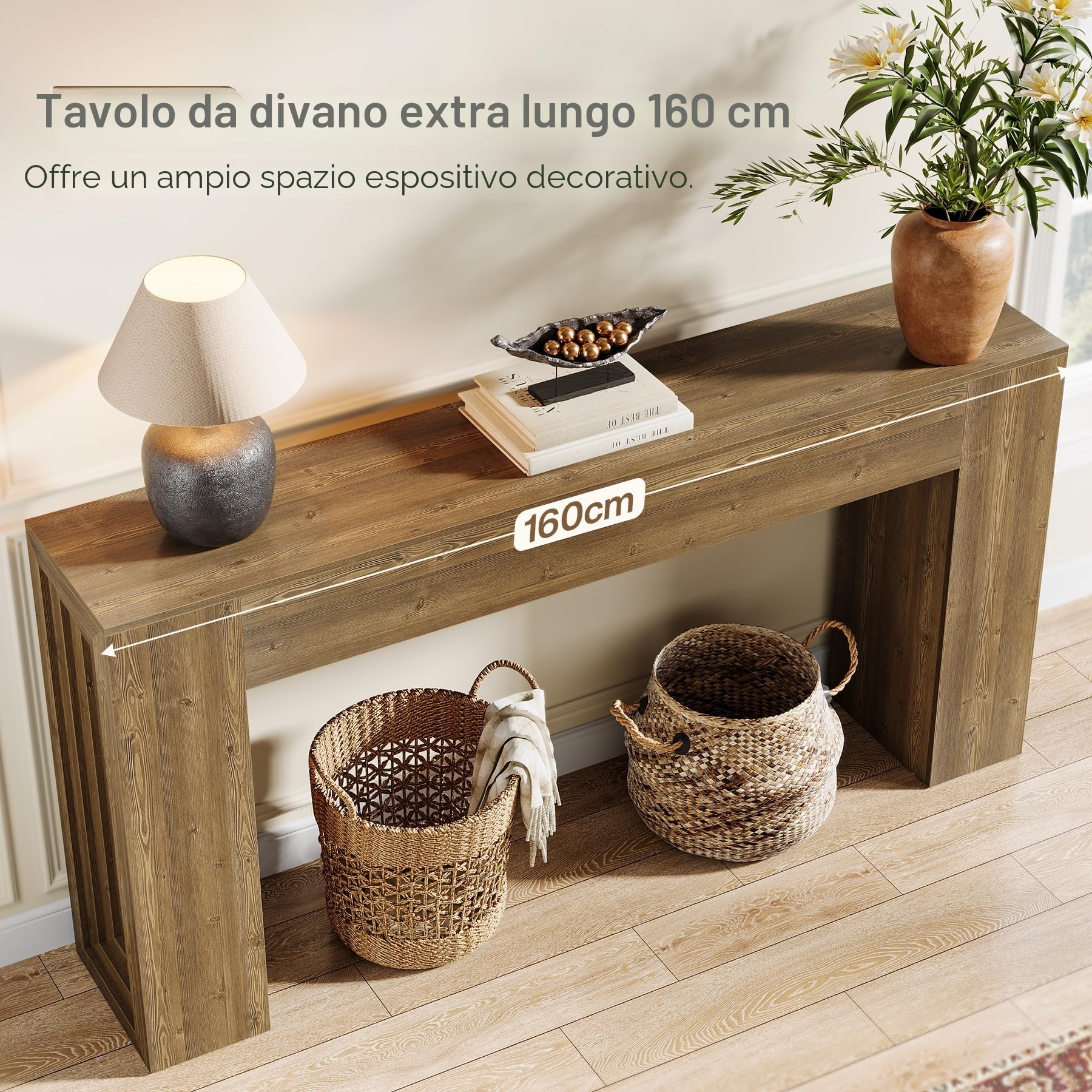 Tribesigns Tavolo consolle lungo 160 cm, ingresso rettangolare tavolo da corridoio dietro il divano, divano stretto lungo dietro il divano per soggiorno, corridoio, ingresso, foyer