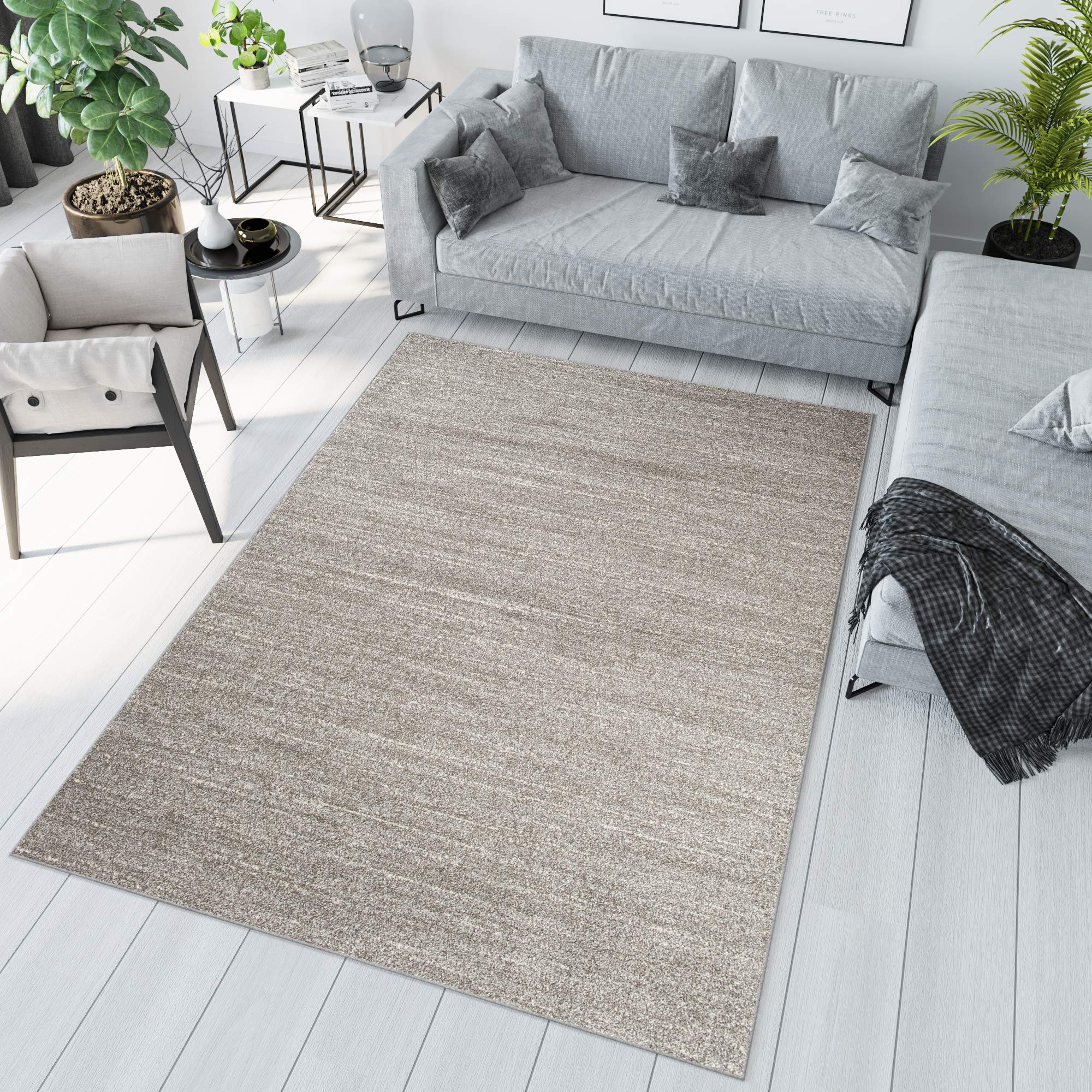 Tapiso Dywan Sari z krótkim włosiem, nowoczesny, ciemnoszary, melanż, rozmazywany design, do salonu, sypialni, pokoju gościnnego, Ökotex 160 x 220 cm