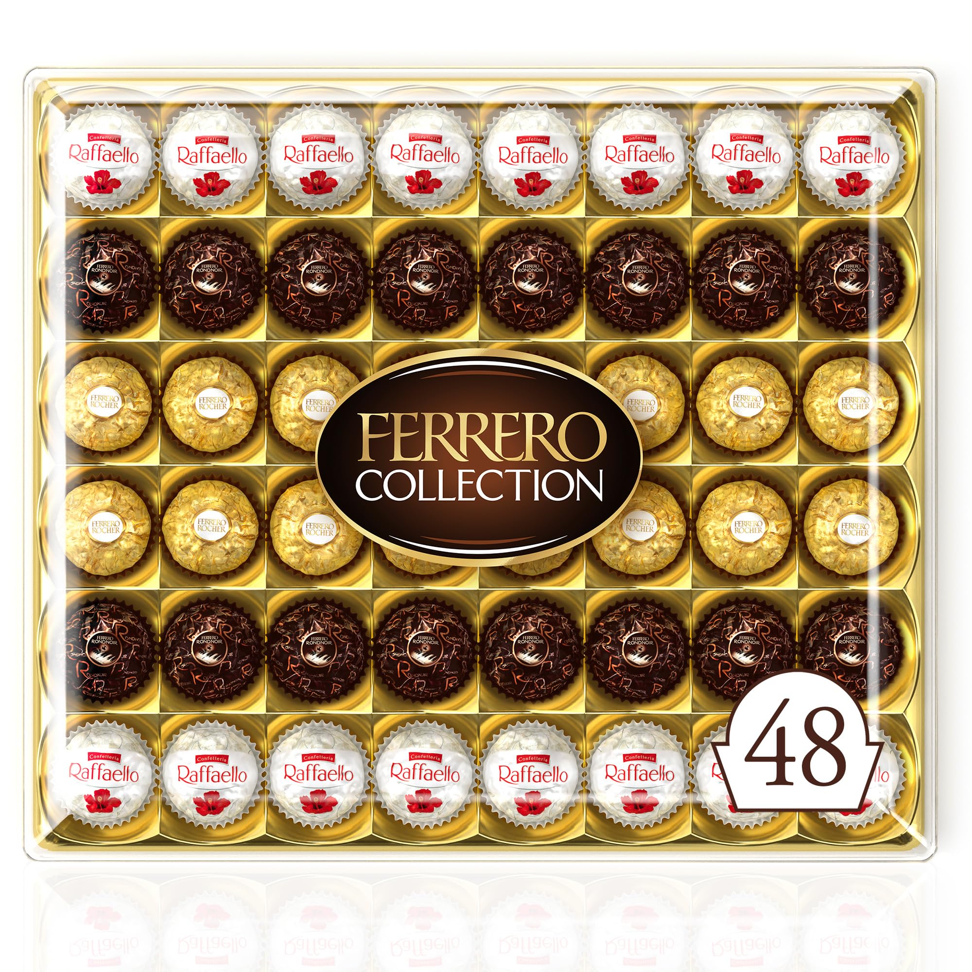 Ferrero Collection - 48 Specialità Assortite al Cioccolato, Racchiuse in una Elegante Scatola Natalizia, Idea Regalo Natale, Compleanno e Anniversario, Confezione da 518 gr