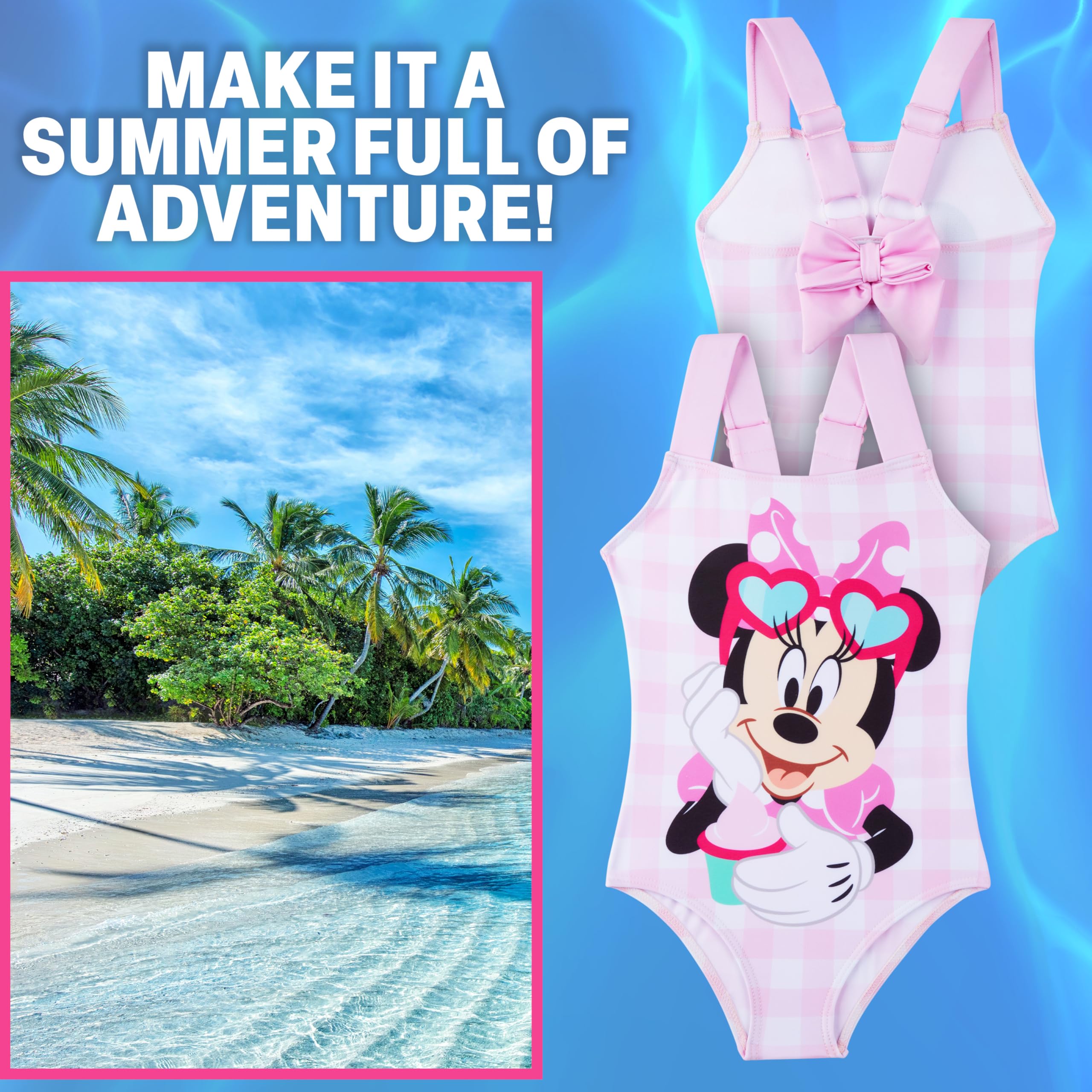 Peppa Pig | Disney Minnie Mouse Bañador Niña, Traje de Baño Infantil Una Pieza con Tirantes Ajustables, Ropa de Baño para Playa Piscina, Verano Regalo Niña