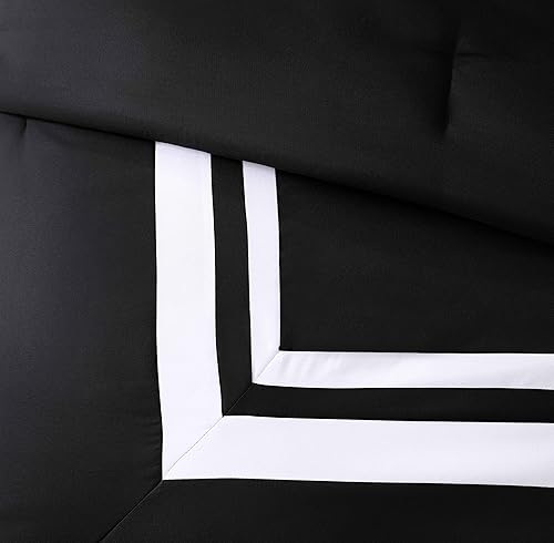 Miniatura 6 de Chezmoi Collection Caprice - Juego de edredón con patrón cuadrado estilo hotelero, juego de 7 piezas