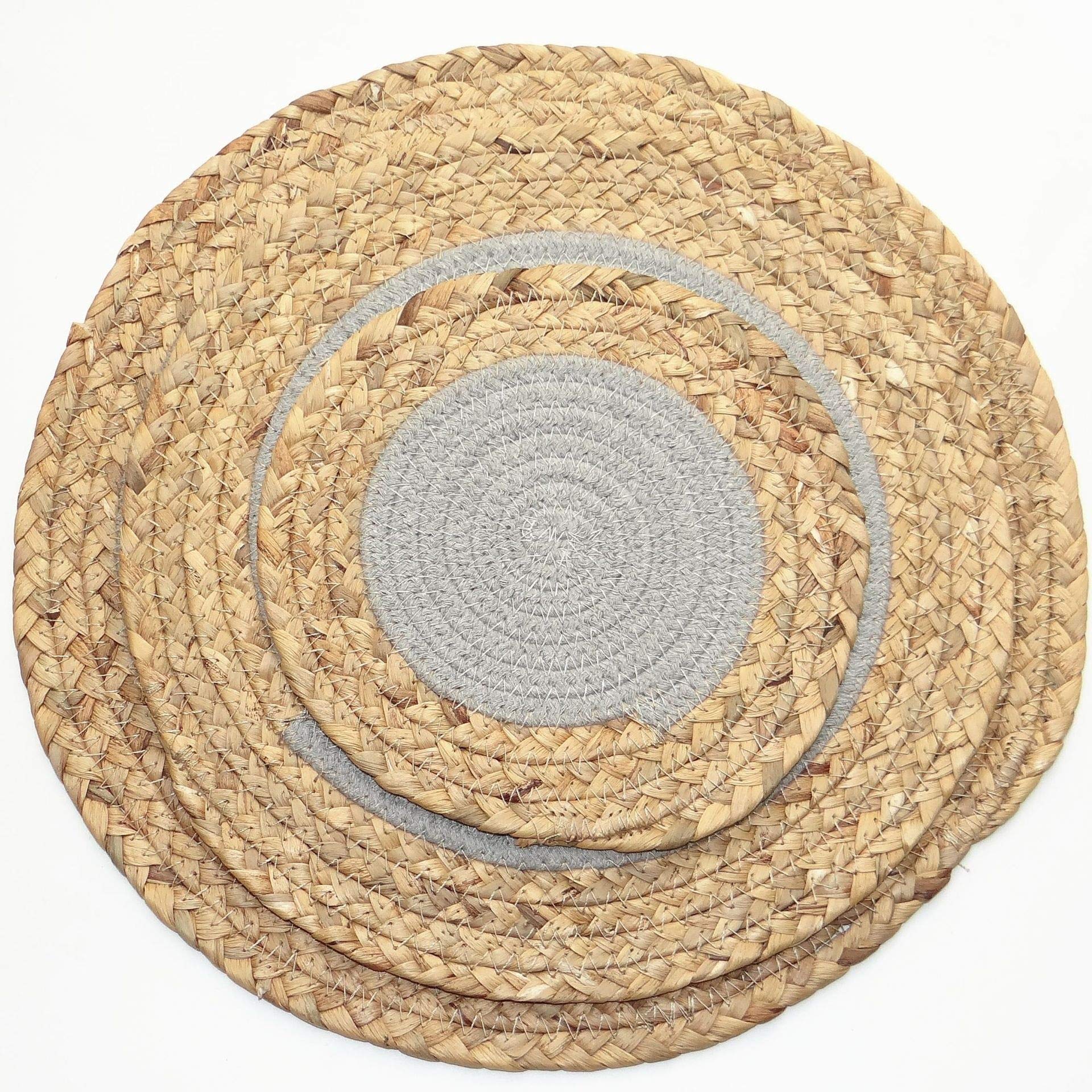 Manteles Antideslizantes, Mantel Individual Redondo, Paquete de 6 manteles Tejidos de Paja Almohadilla Antideslizante de Aislamiento térmico Resistente al Calor