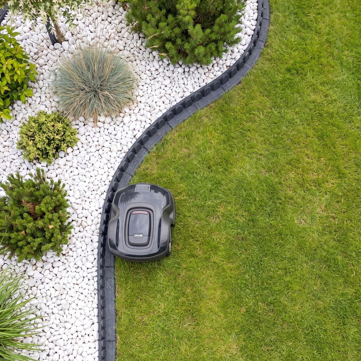 Rasenkante 120 x 7 x 8 cm | Flexible Beetein fassung | Beetumrandung Garten | Mähkante Raseneinfassung | Steinmotiv | grau