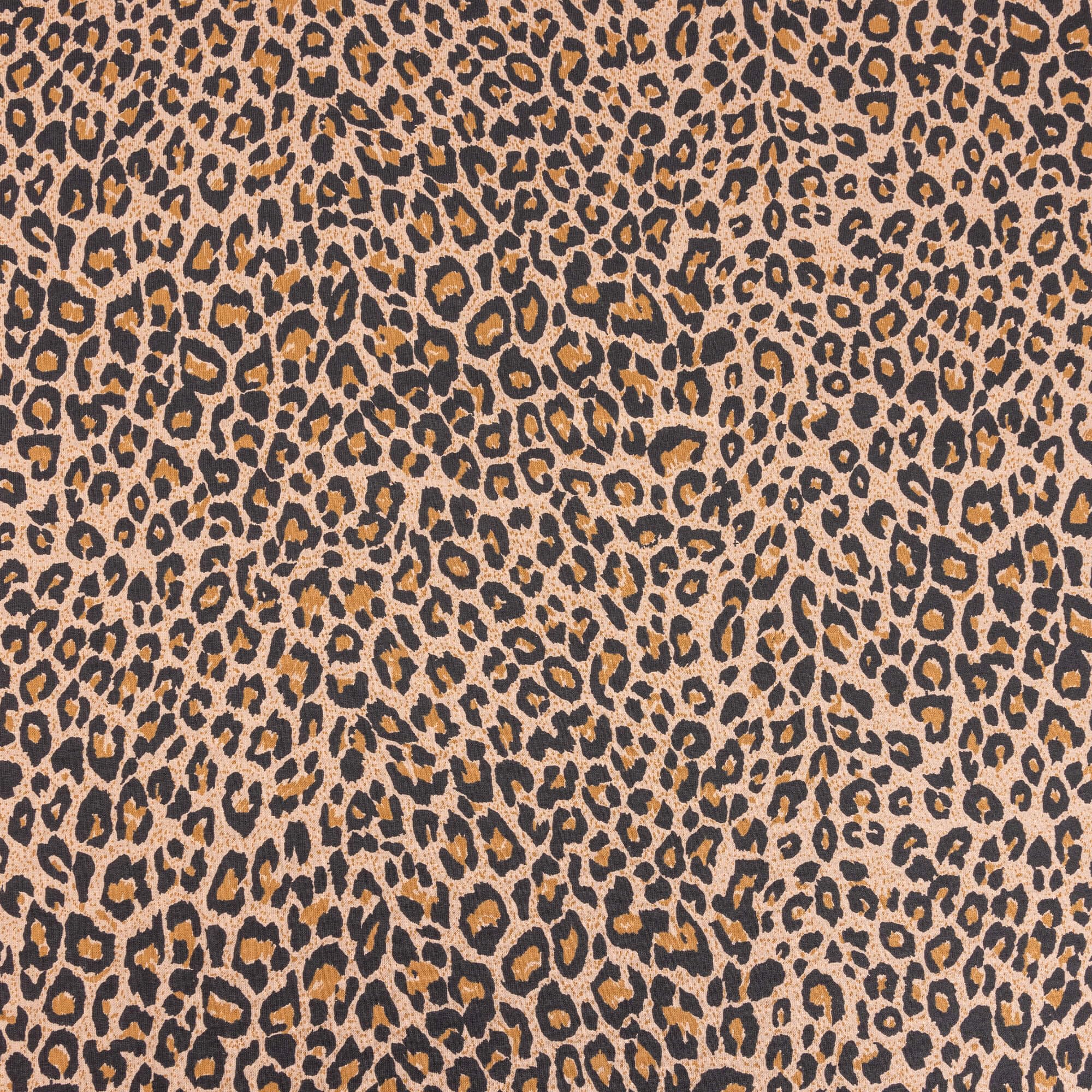 Brown Leopard Print Stretch Single Jersey Fabric