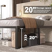 Vista 6 de Base de cama individual de 22 pulgadas con patas de esquinas redondeadas, base de plataforma metálica resistente para cama individual con soporte