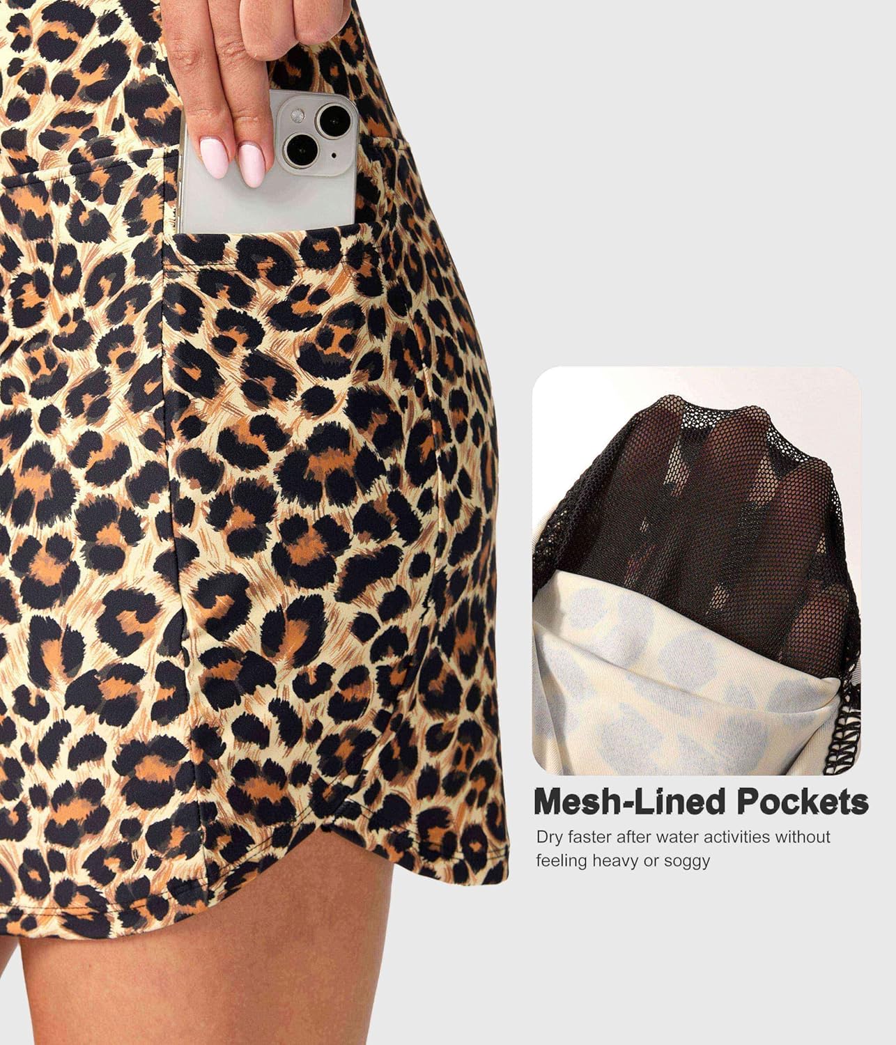 SANTINY Women's 17'' Long Swim Skirt with Pockets High Waisted Modest Tummy Control Swimsuit Skirt Bathing Suit Bottoms - Image 5