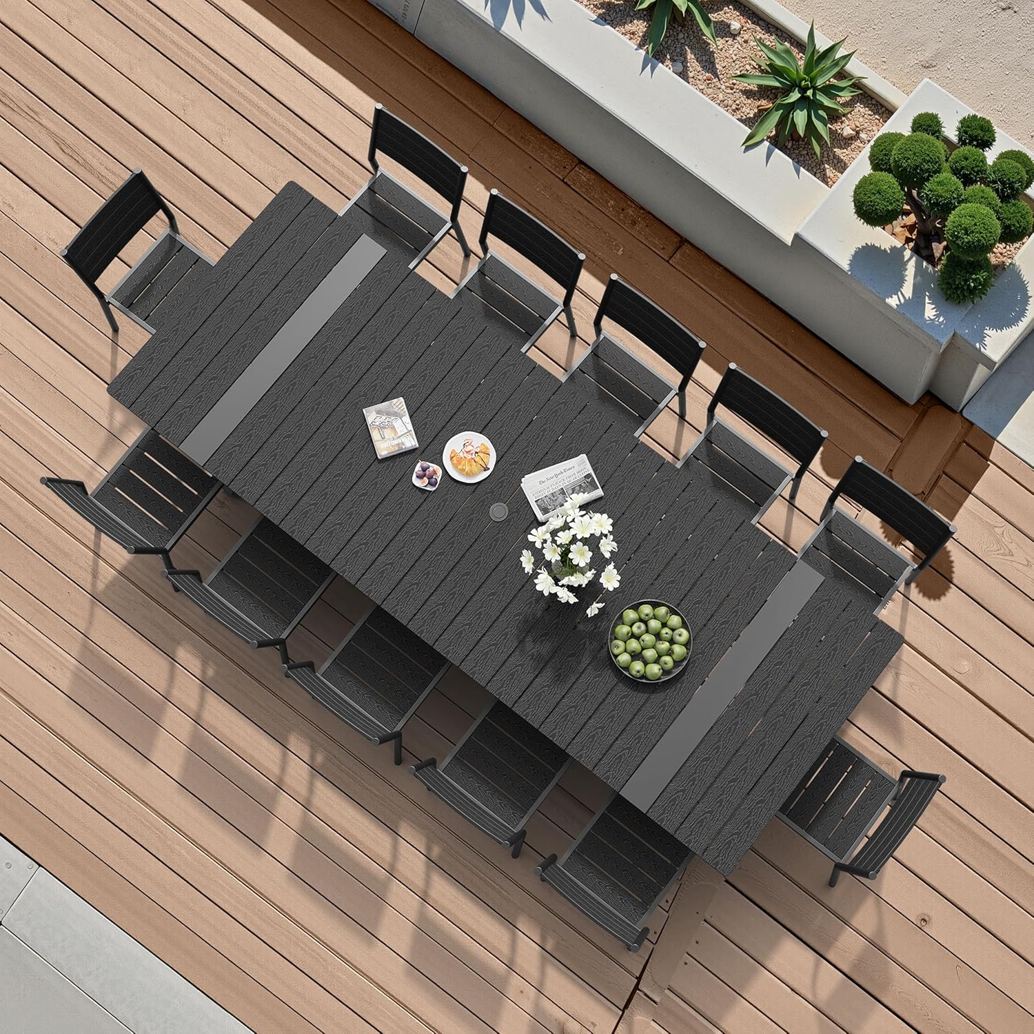 Pellebant Stackable Outdoor Dining Chairs Set of 4, Aluminum Patio Chairs with Armless, All-Weather for Garden, Lawn, Deck, Porch and Yard, Black