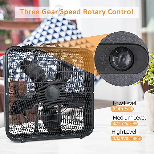 Miniatura 2 de Simple Deluxe InfiniPower - Ventilador de caja de 20 pulgadas, ventilador de piso de refrigeración de 3 velocidades con aspas de ventilador de forma