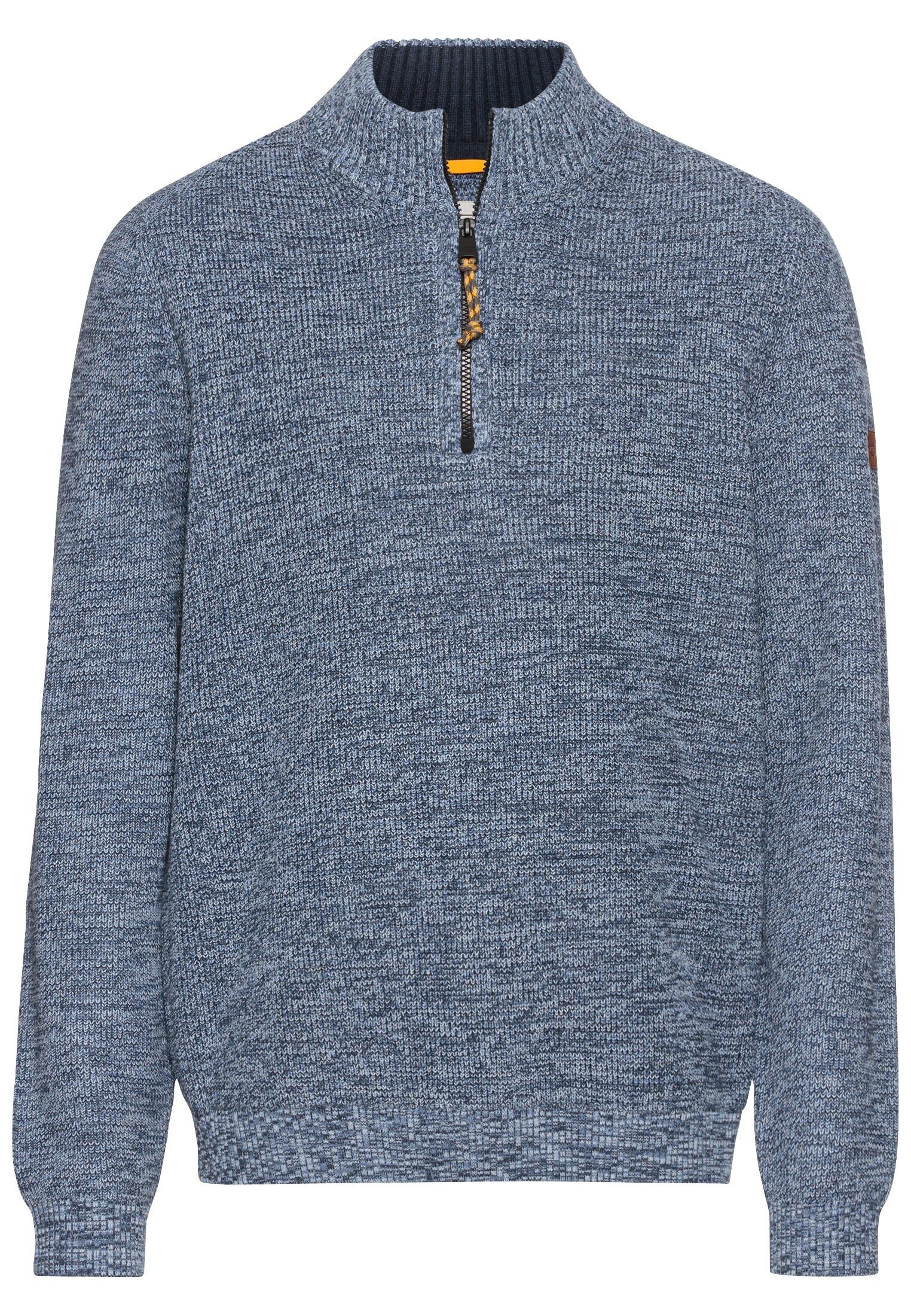 Camel Active Men's Denim Blue Cotton Blend Knitted Troyer, 3XL