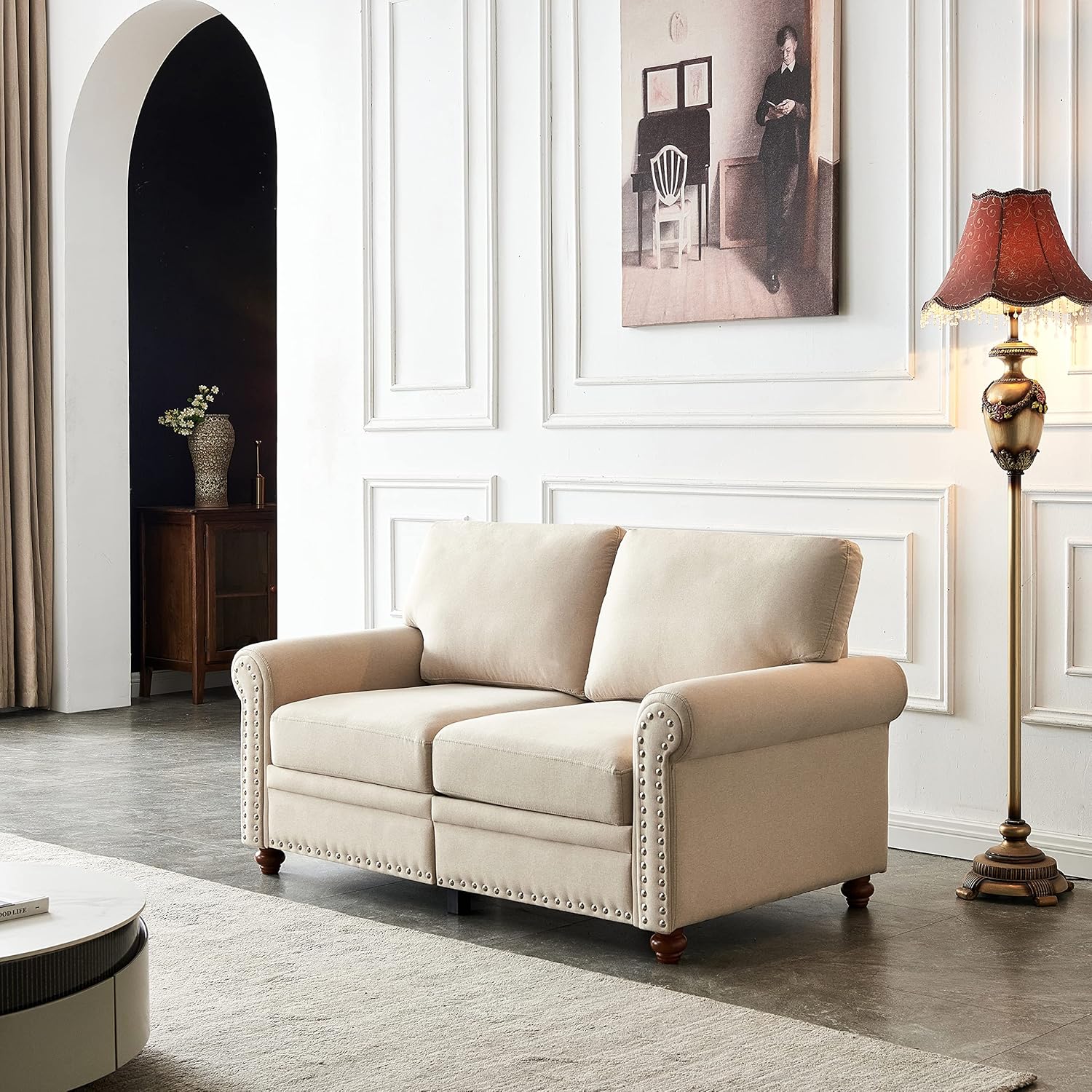 N NOORDENIYA Linen Fabric Sofa Loveseat,Living Room