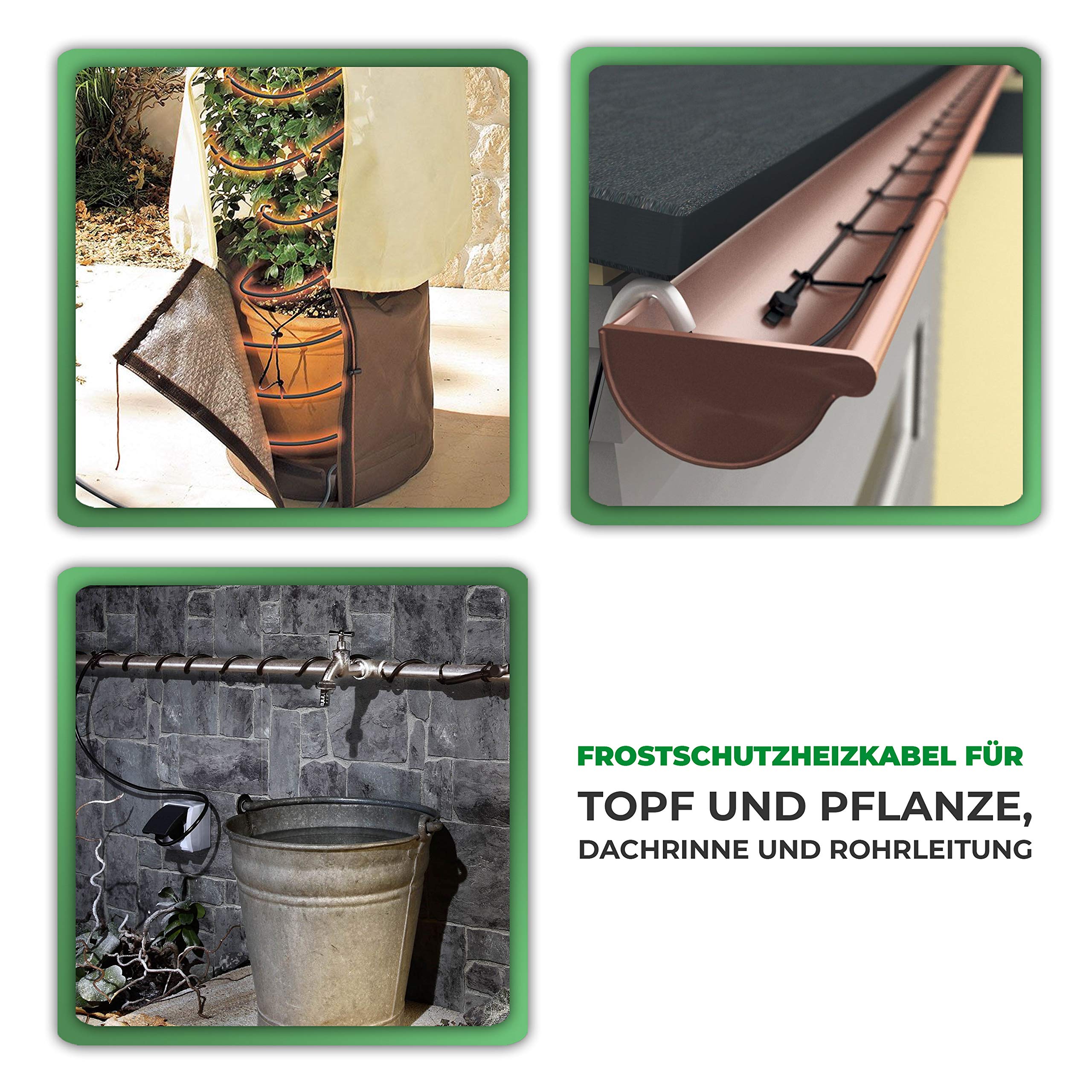 Bio Green Pflanzen-Heizkabel | 6 Meter | 60 Watt | selbstlimitierend | schützt Pflanzen und Töpfe vor Frost | steckerfertig | IP67