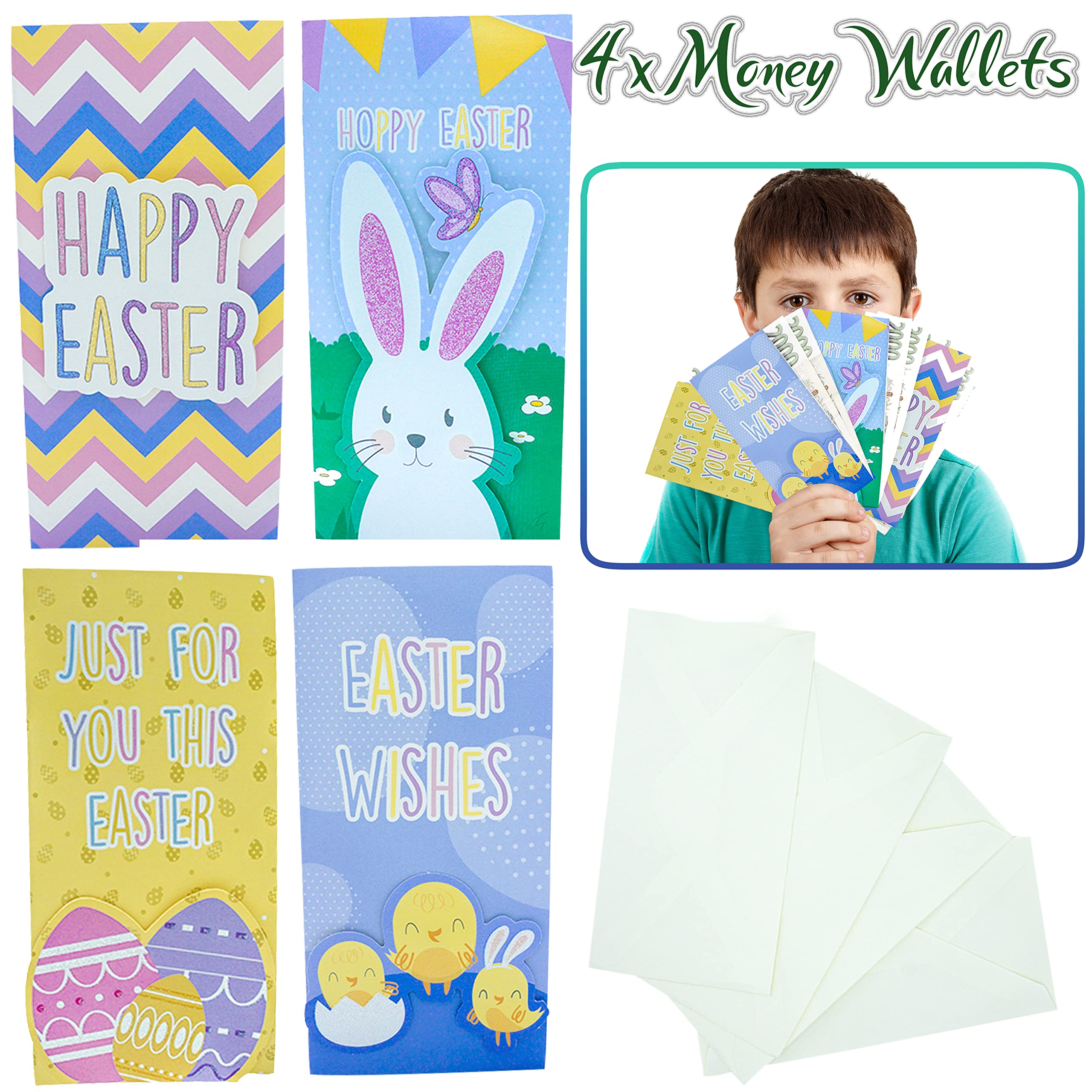 4Pk Easter Money Wallets with Envelopes, Triple Fold Money Gift Card Holder - Image 3