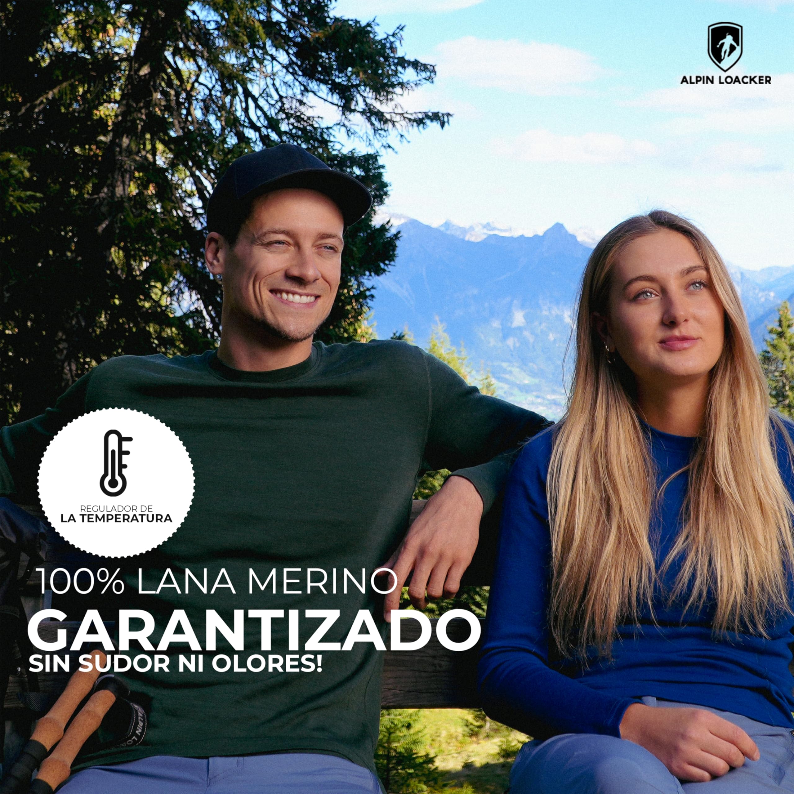 ALPIN LOACKER Camiseta de Manga Larga, 100% Lana de Merino - Suave y Secado Rápido - termorreguladora para Cotidiano, Deportivas, Senderismo Escalada Trekking, Cámping y Esquí - Hombre Mujer Niños