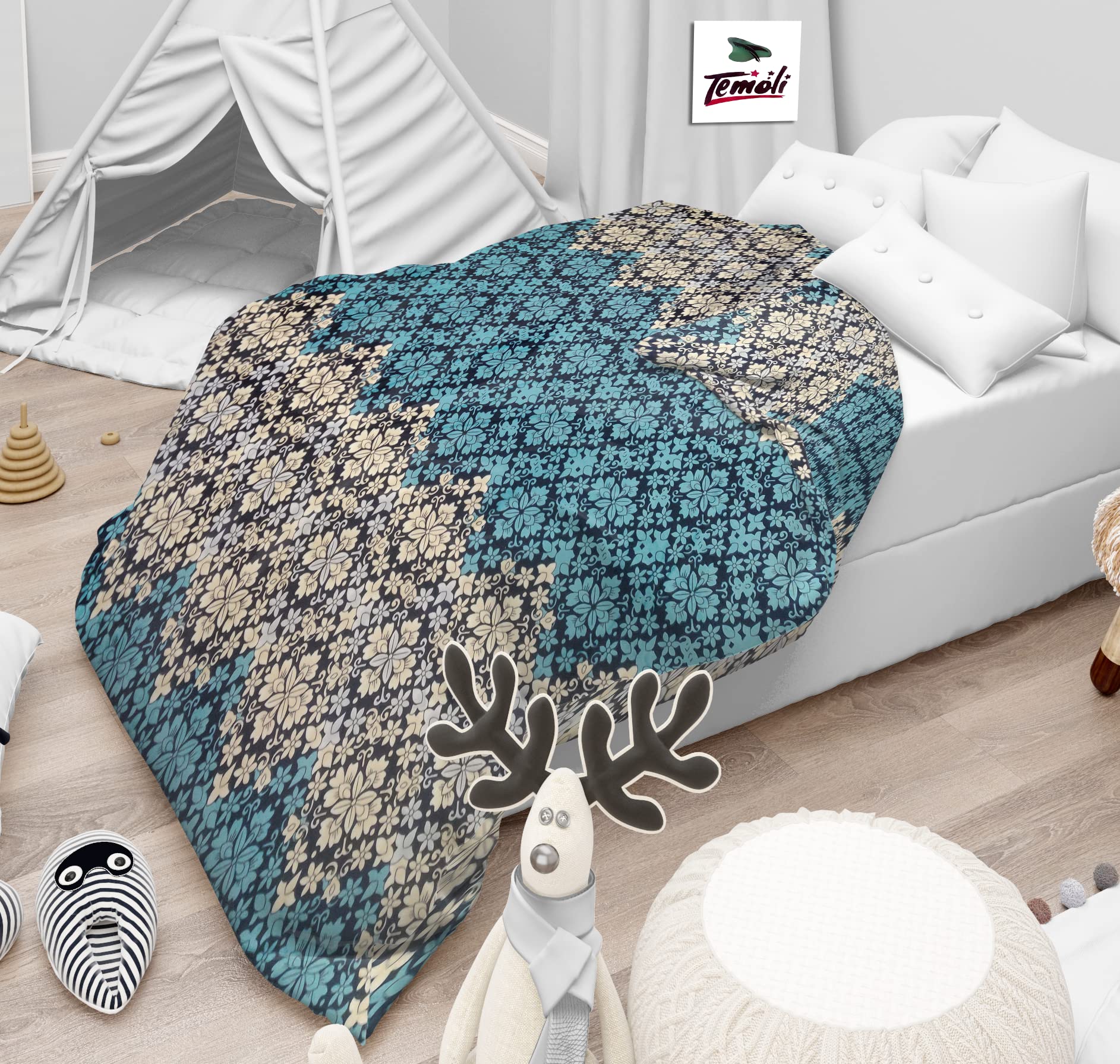 Temoli® Warm Quilt Cover Single Bed with Zipper , Duvet Cover Single Bed /  Rajai Cover / Blanket Cover Soft Flannel (60x94) Inches. (Beigeu0026Blue): Buy  Online at Best Price in UAE - Amazon.ae