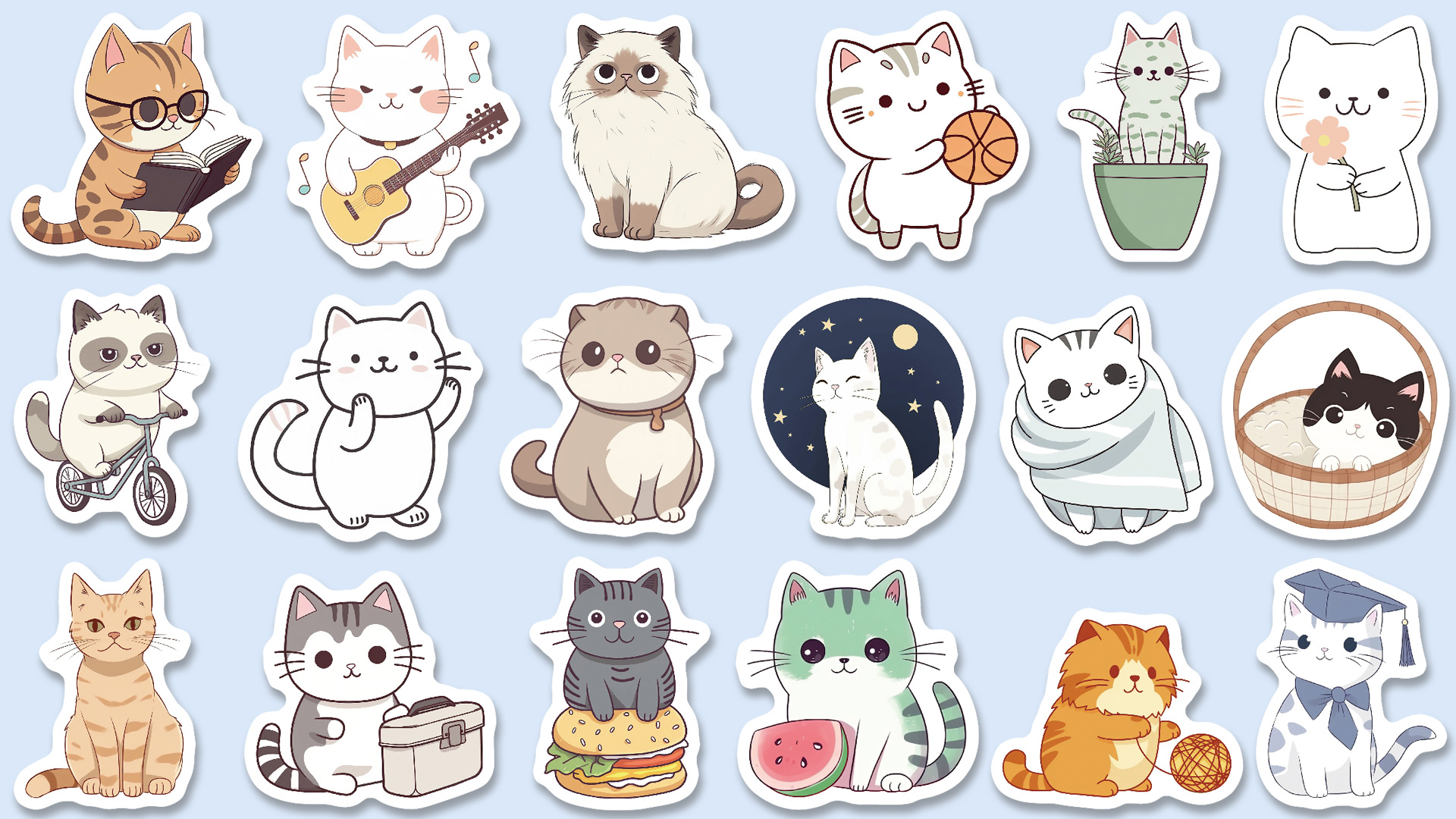 Rollo De 500 Pegatinas De Gatos Memes - 10 Diseños, Vinilo Impermeable, Para Decorar Portátiles, Botellas, Coches