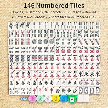 XRBR Large Size Chinese Mahjong Tiles Set 144 Tiles,Large Size