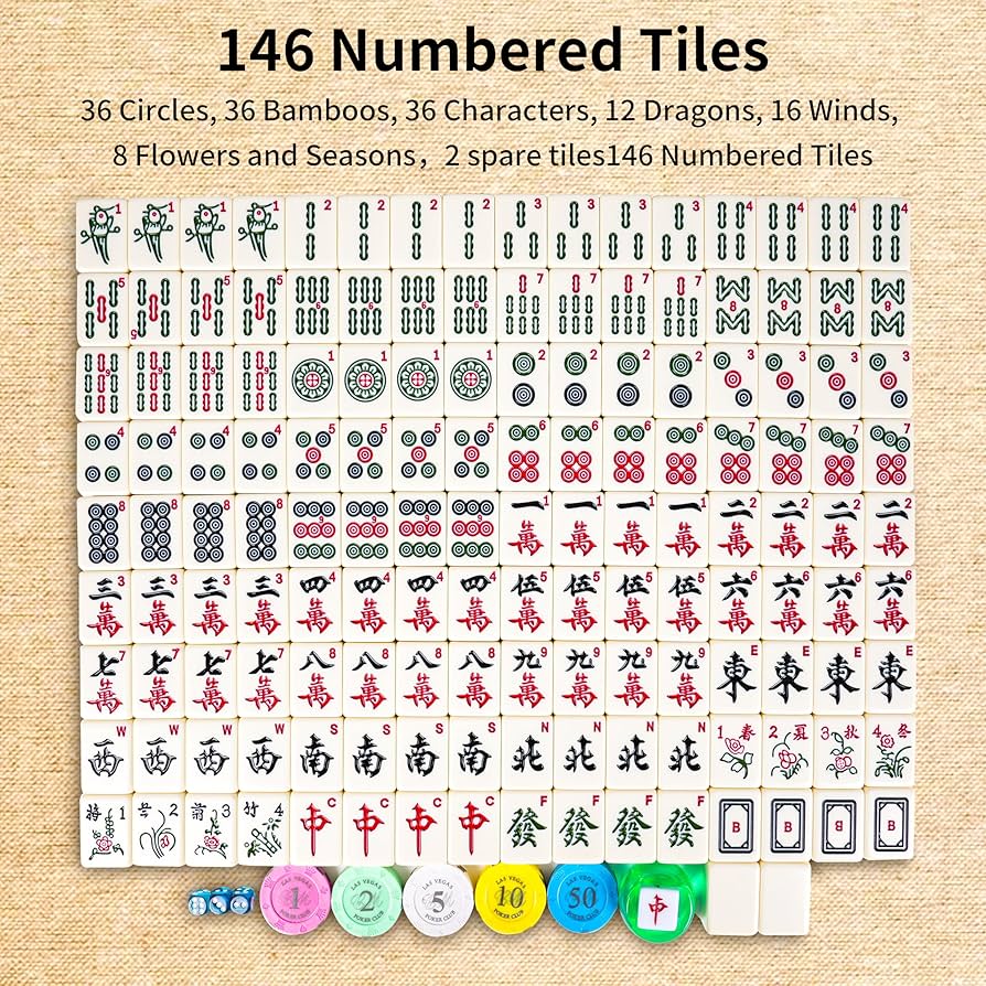 麻雀 yaojiejinjing 麻雀 yaojiejinjing 麻雀 yaojiejinjing 144-Tile/set Chinese Mahjong