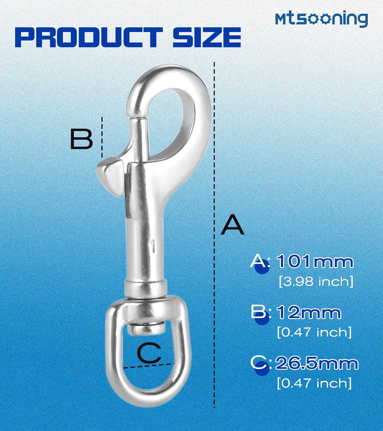5PCS Single Ended Swivel Eye Bolt Snap Hook,Heavy Duty Trigger Spring Clip