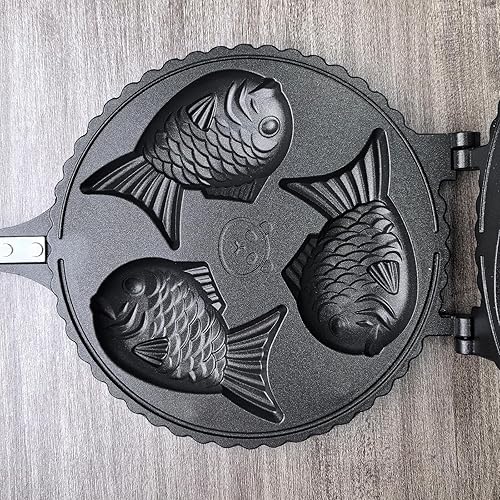 Miniatura 4 de Taiyaki Maker - Molde para pastel de pescado con forma de molde para tartas, molde para hacer pan, molde doble para cocinar en casa, con forma de