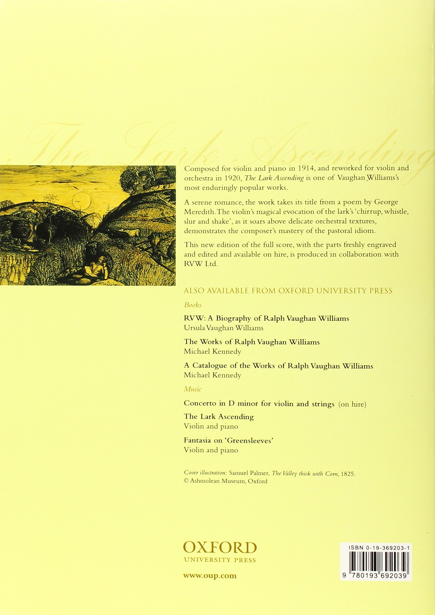 The Lark Ascending: Romance for violin and orchestra: Full Score