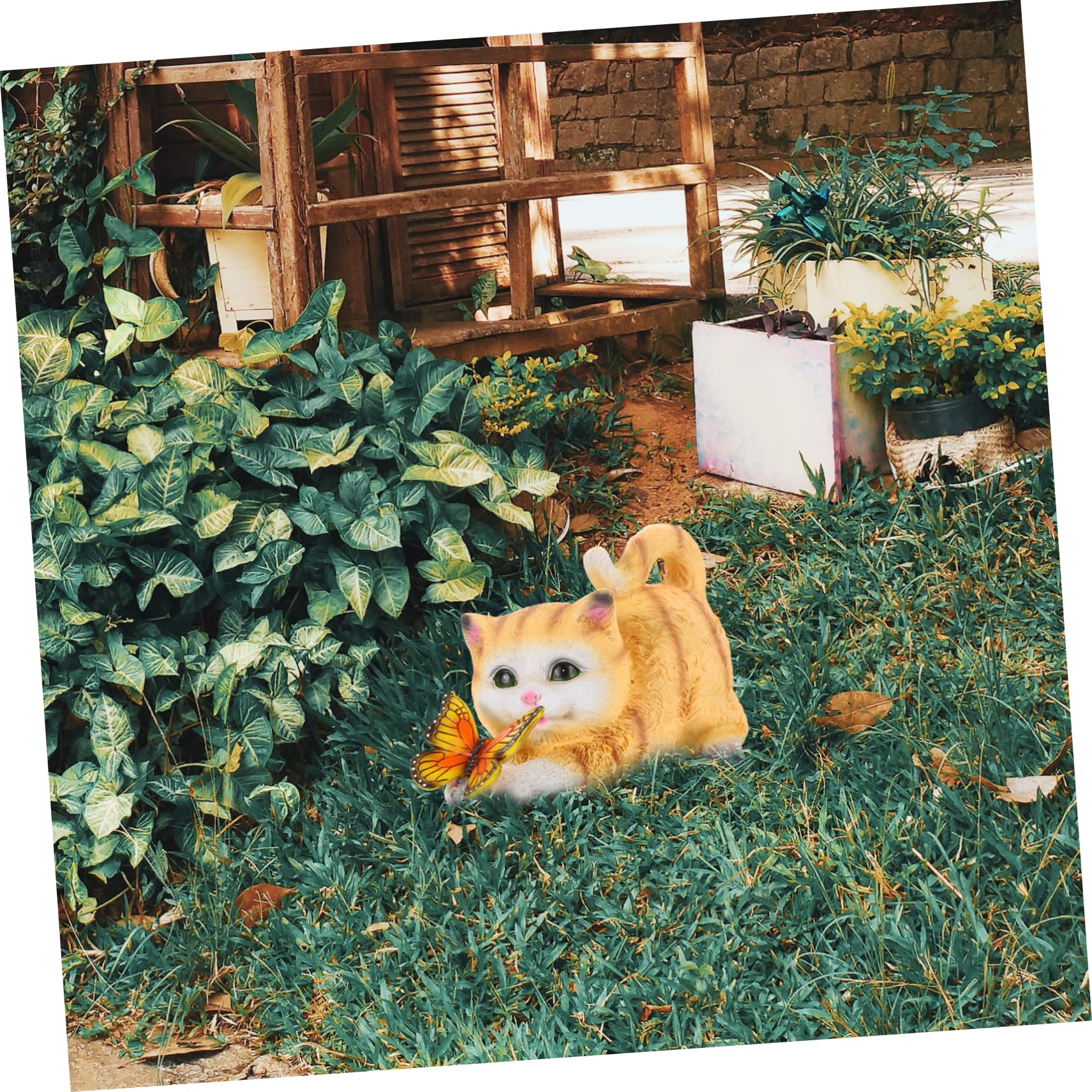 TOYANDONA Tisch Katzenfigur aus Kunstharz in Gelb, Realistische Nachbildung | Kätzchenmodell für Passende Räume, Dekorative Tierfigur für Sammler und Katzenfreunde, Kompakte Deko