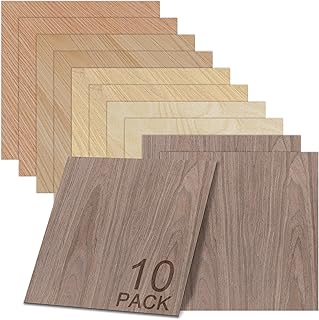 GSCIT Club 10 PCS Wood Veneer, 8 inch x 8 inch Birch, Oak, Maple, Walnut and Red Oak Wood Edge Banding Pre-glued Flexible, Veneer Tape Banding
