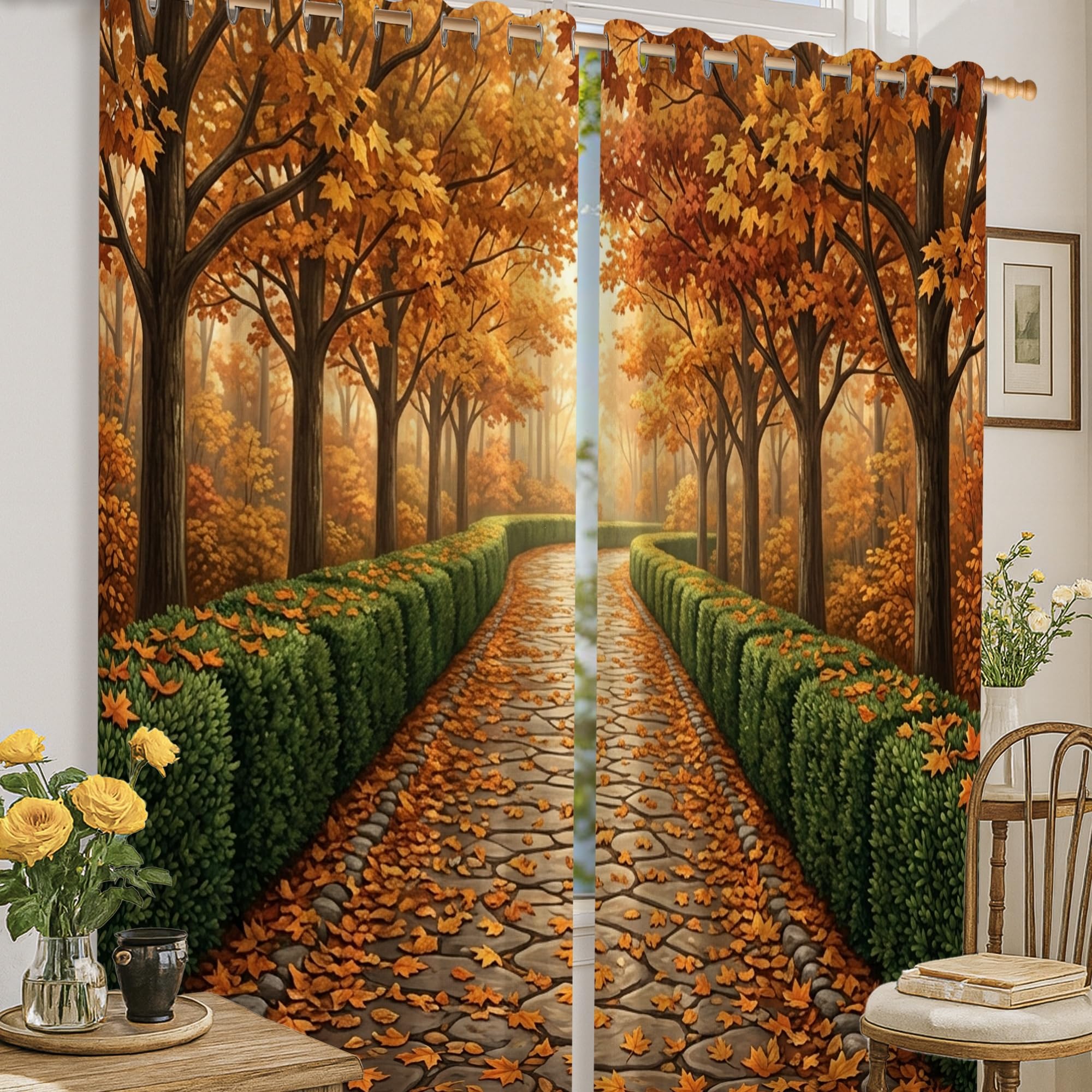 Rideaux occultants feuilles d'automne thermique salon 132x160cm