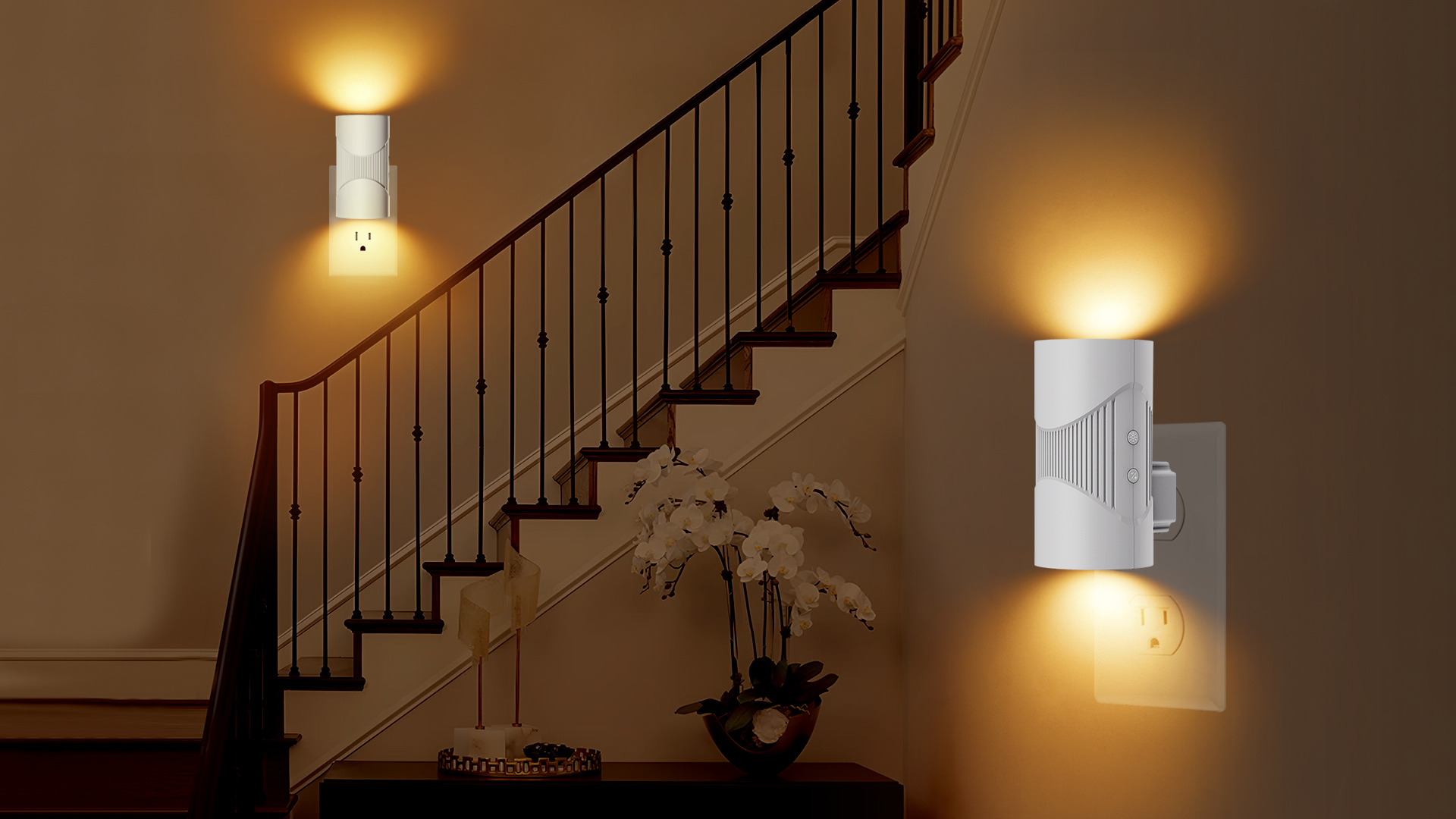 Image of easuntec Night Light, Night Lights Plug into Wall, Warm Led Night Light, Dusk to Dawn Light Sensor, 3 Light Modes, Dimmable Night Lights for Bedroom Bathroom Hallway Kitchen Stairs (White, 2 Pack)