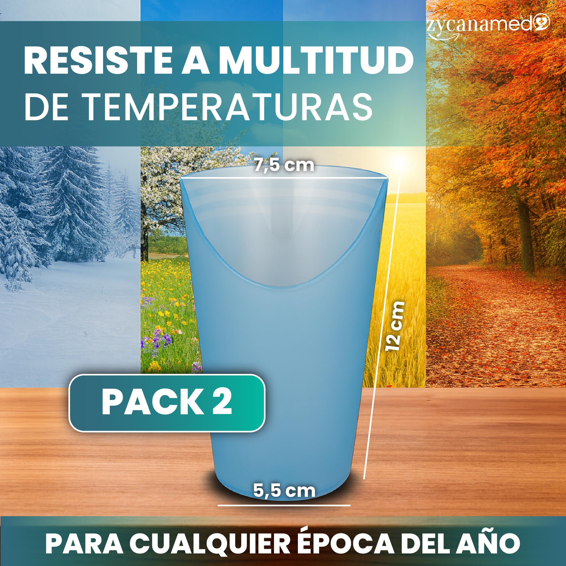 ZYCANAMED Vaso Disfagia Recortado Con Hueco Para nariz escotado Anti Atragantamiento Vaso Ortopédico Para Discapacitados - 2 Unidades (Polipropileno (PP) (Vasos) — view 4