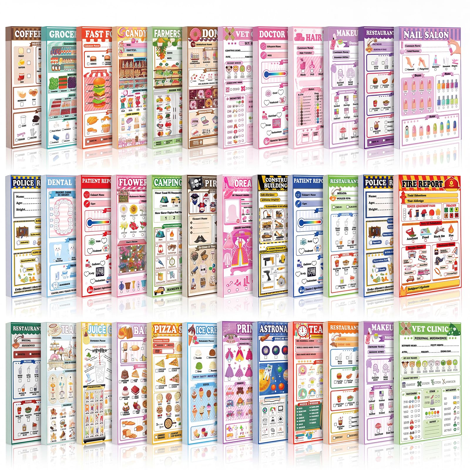 Eaasty Blocchi per appunti per bambini da 10 x 15 cm, 40 pagine, per far finta di giocare un ruolo fantasioso per i più piccoli (confezione da 36, misti)