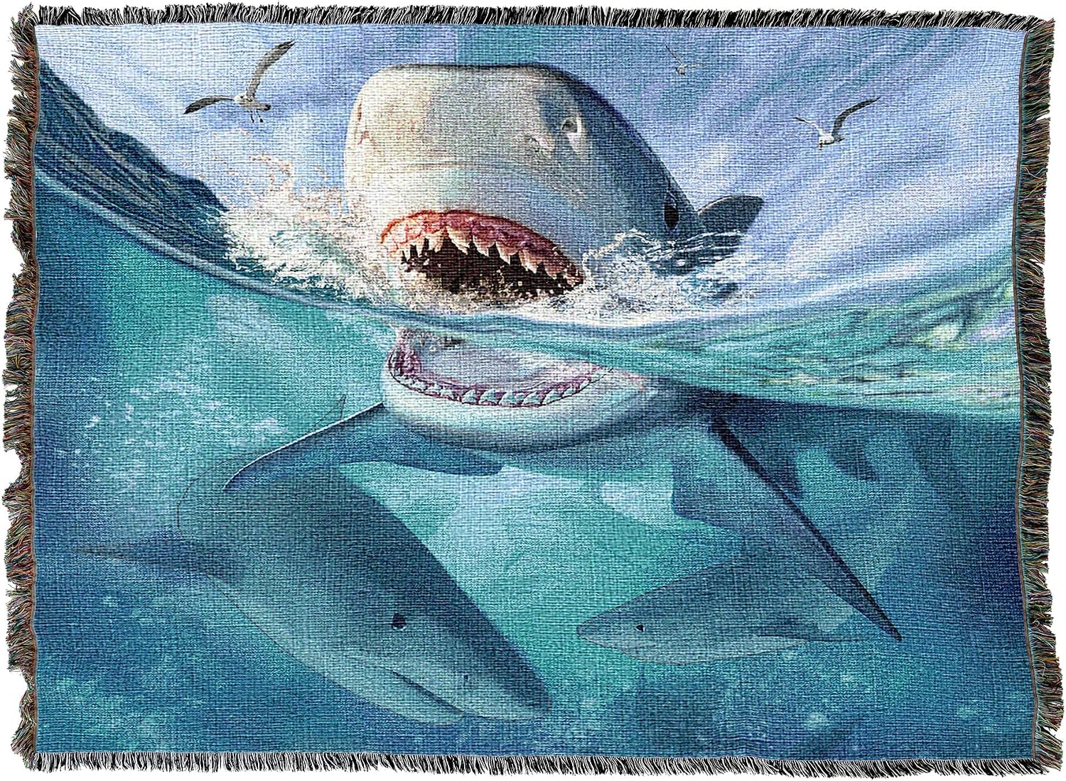 Pure Country Weavers Tiger Sharks Blanket by Jerry LoFaro - Ocean Gift Tapestry Throw Woven from Cotton - Made in the USA (72x54)