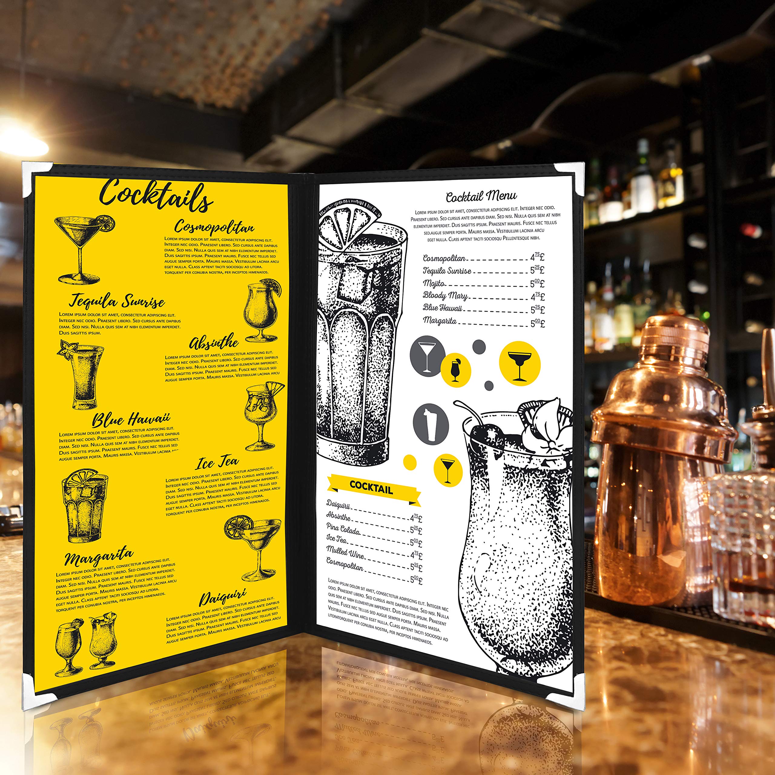 Belle Vous Double Fold A4 Menu Covers (5 Pack) 2 Fold Double View